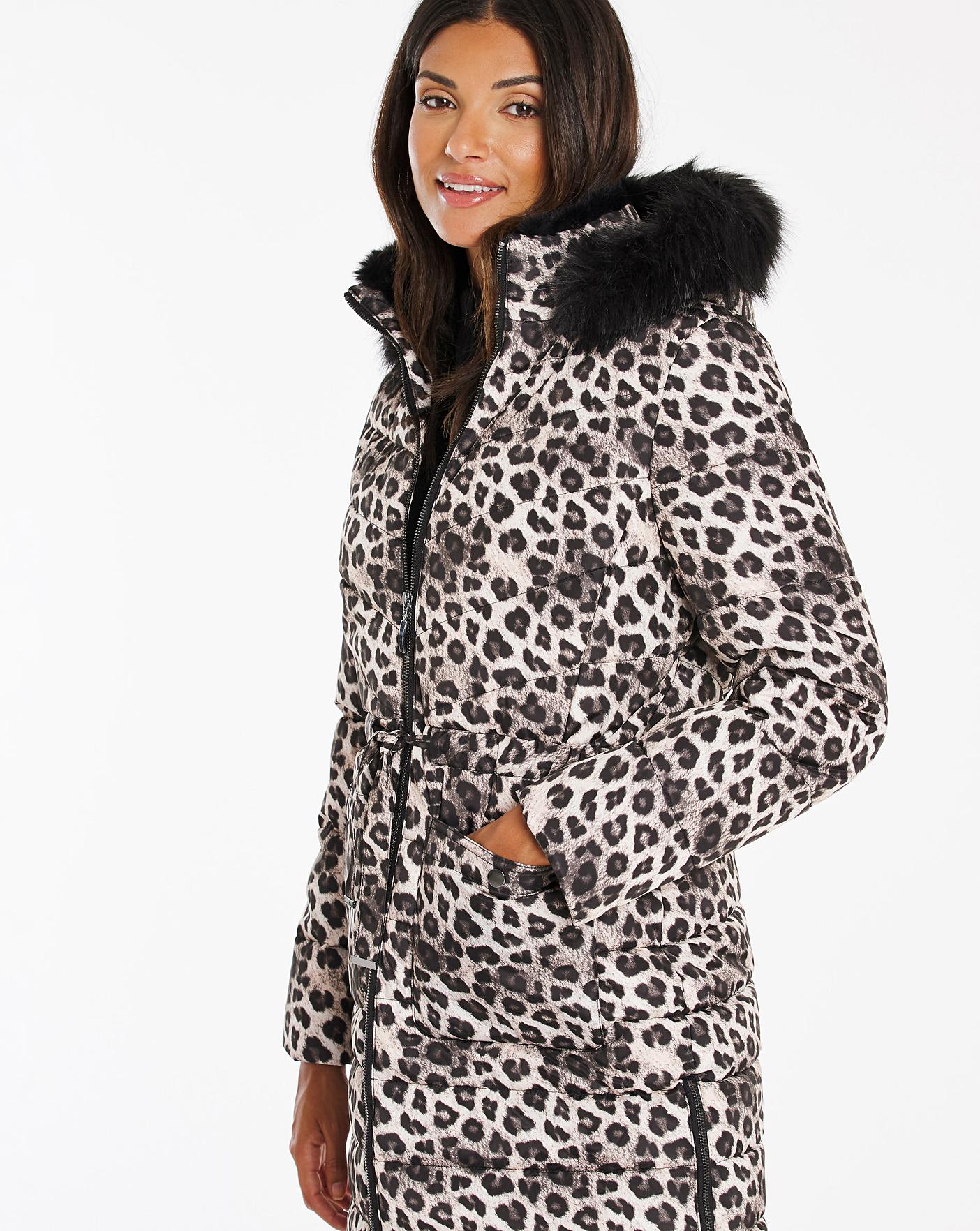 Leopard Print Luxe Longline Padded Coat | Oxendales