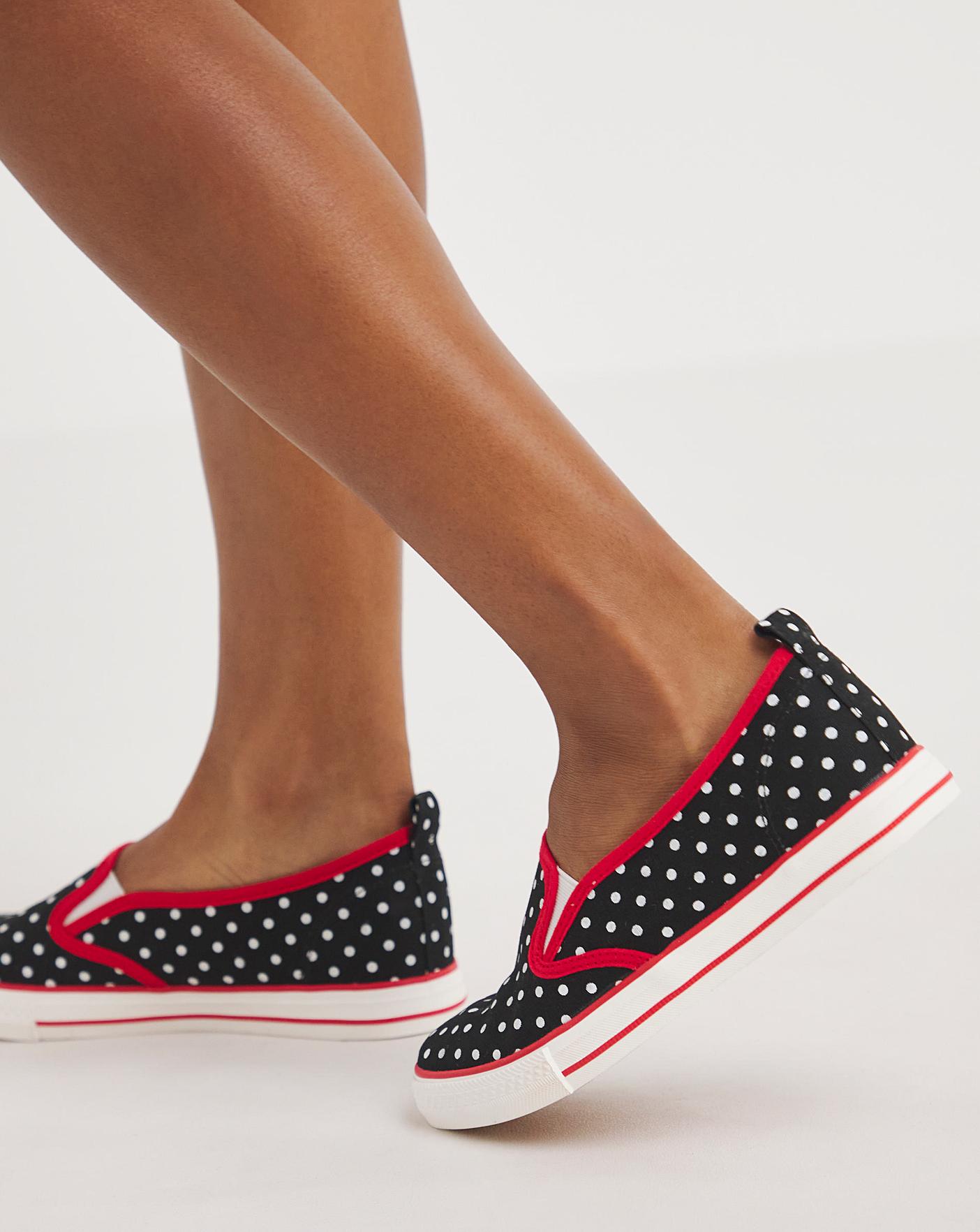 Polka dot slip on hot sale shoes