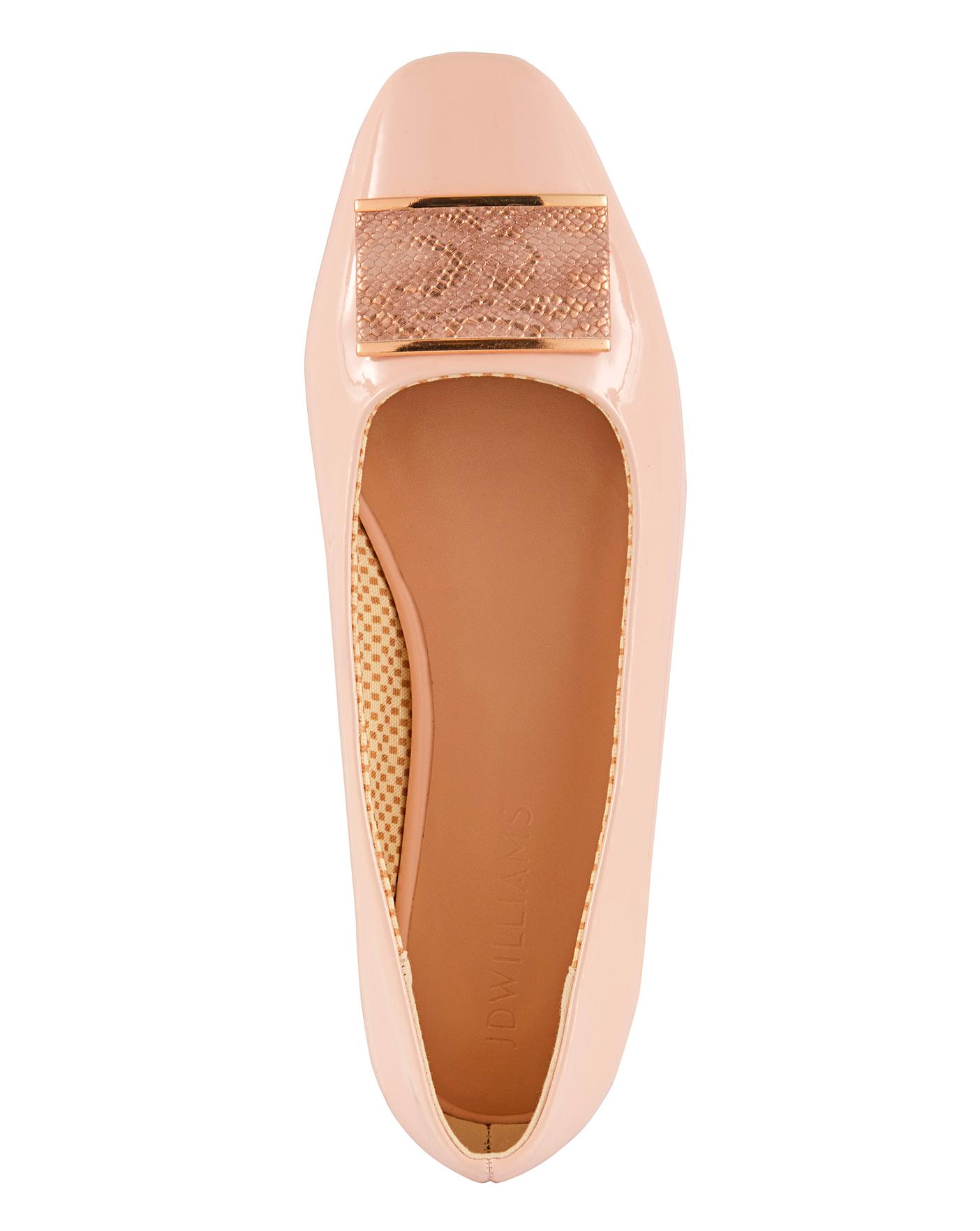 JD Williams Nude Square Toe Trim Ballerina Shoes Wide E Fit, 51% OFF