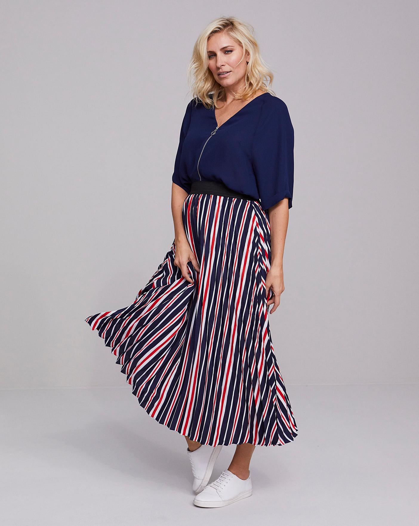 navy pleated maxi skirt