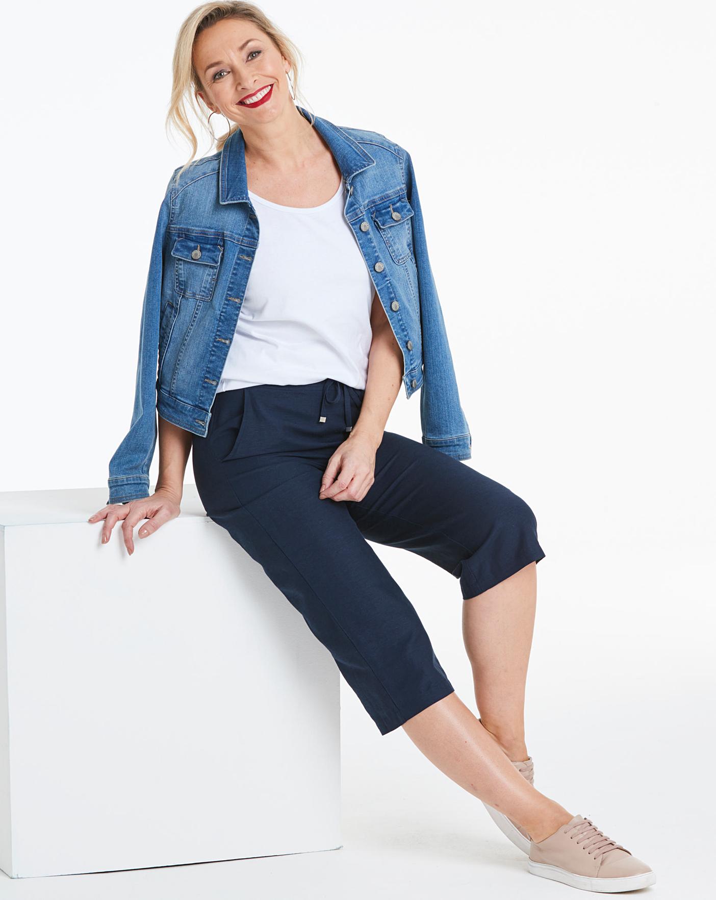 Petite Linen Mix Crop Trousers Ambrose Wilson