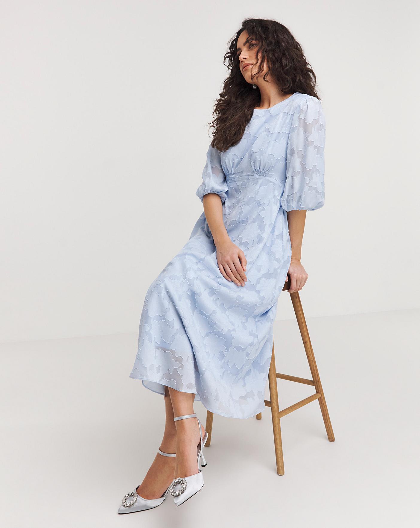 Joanna Hope Button Sleeve Burnout Dress