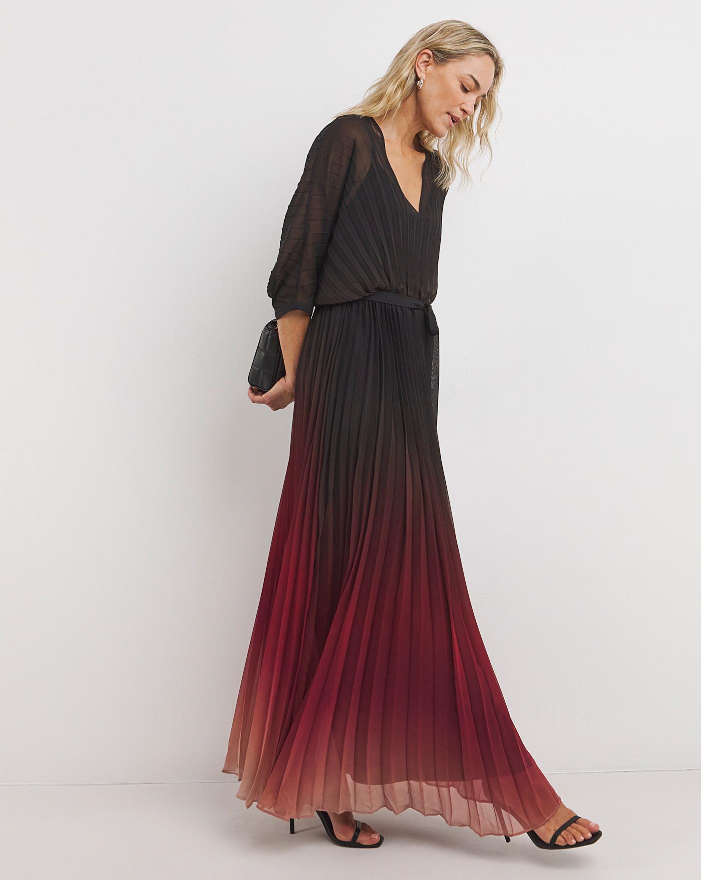 Pleated ombre maxi dress best sale