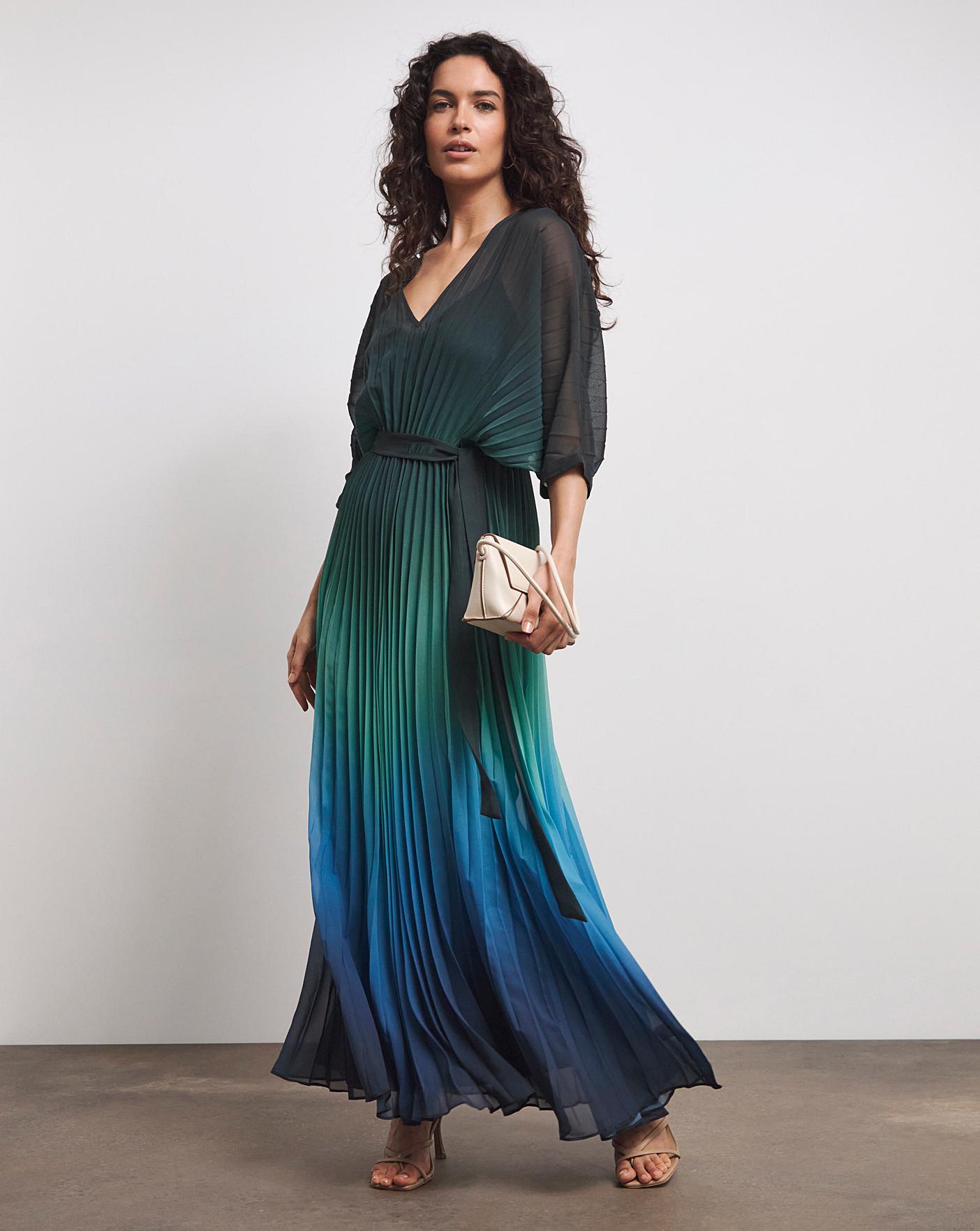 Pleated ombre maxi dress hotsell