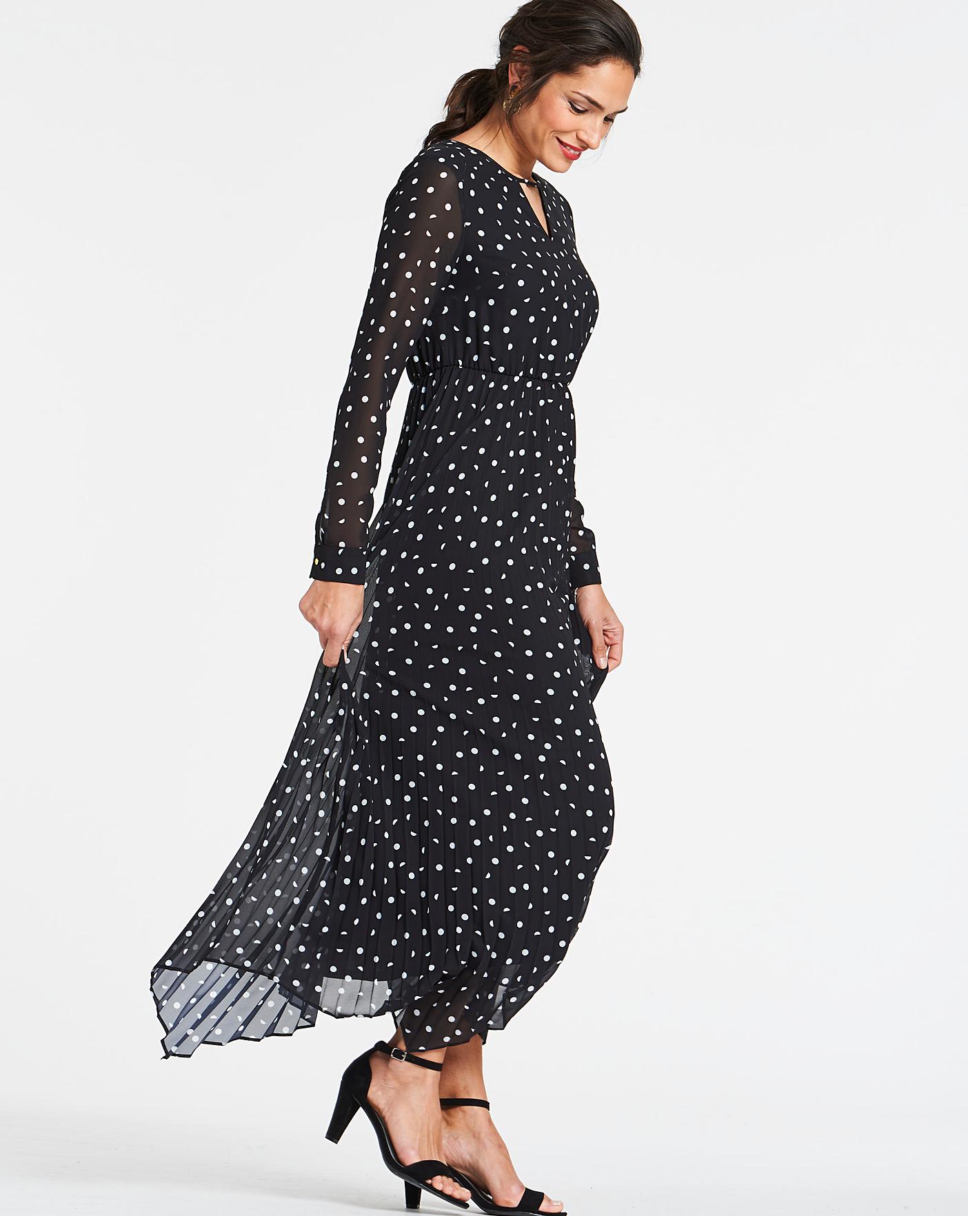 Polka Dot Print Pleated Midi Dress | J D Williams