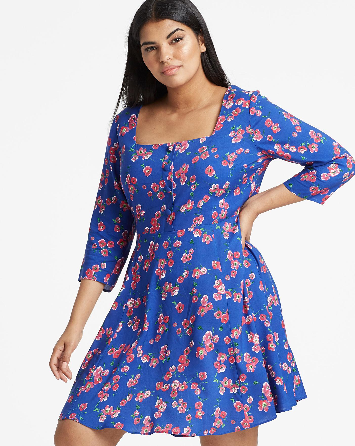 square neck tea dress