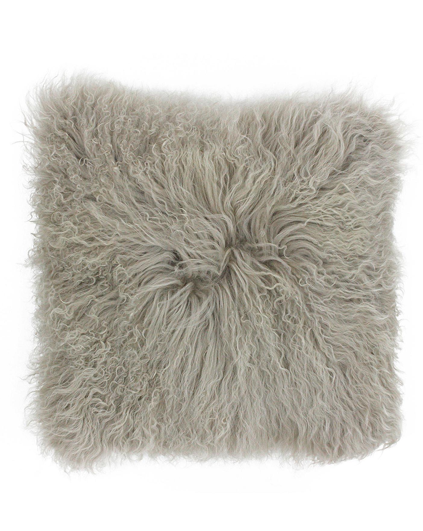 Mongolian Fur Cushion Grey J D Williams