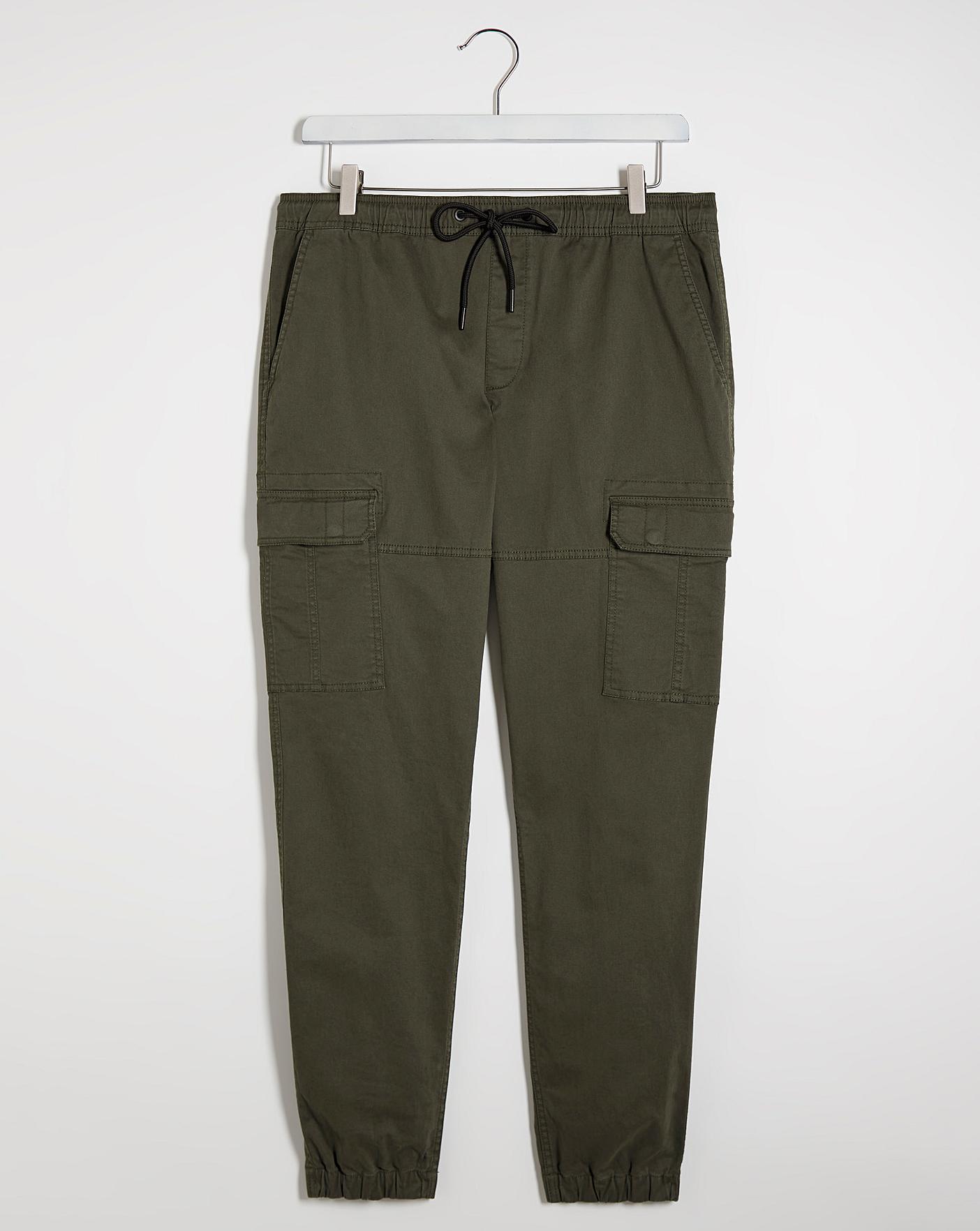 Khaki Cuffed Cargo Trousers | J D Williams