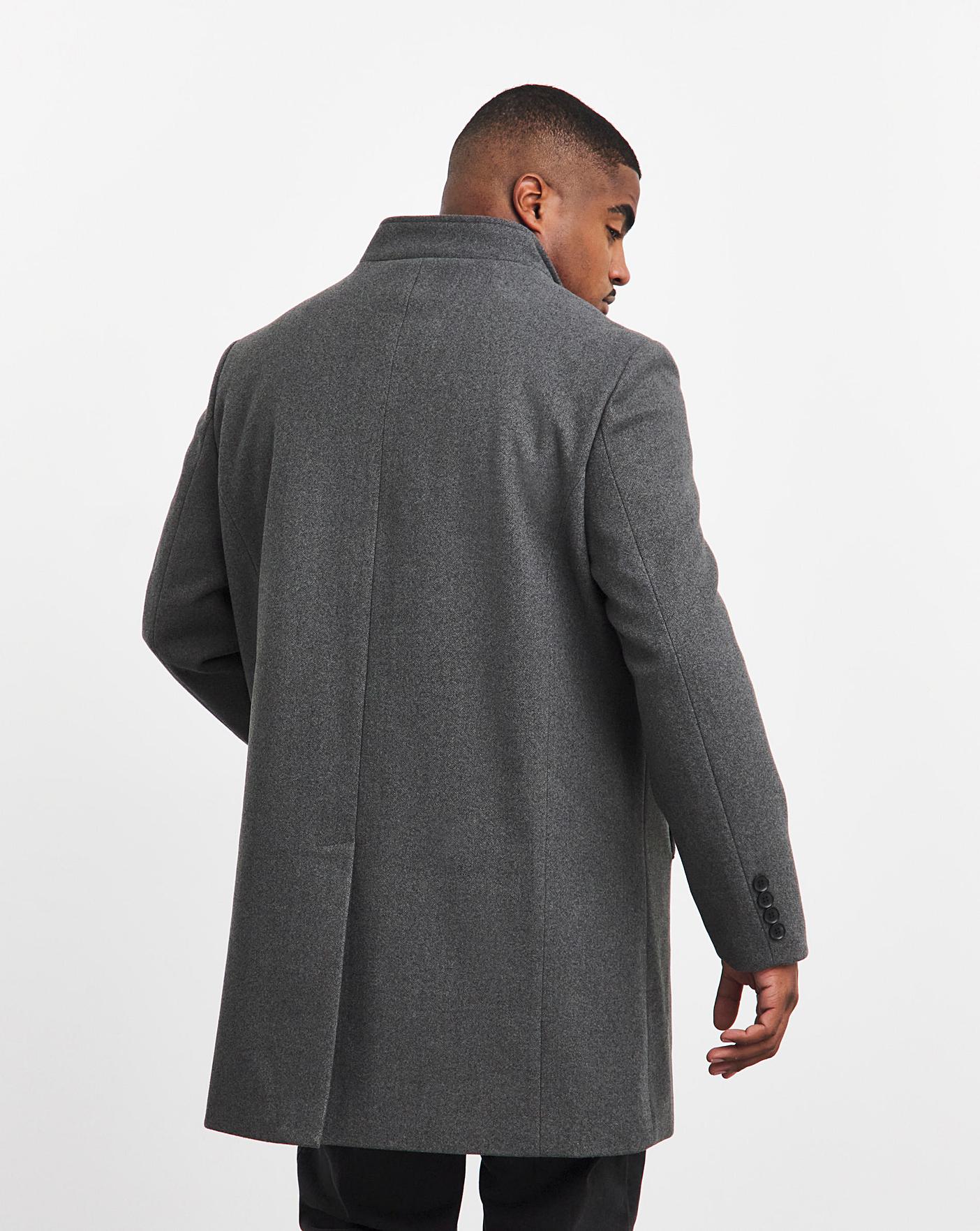 Grey Faux Wool Funnel Neck Coat | J D Williams