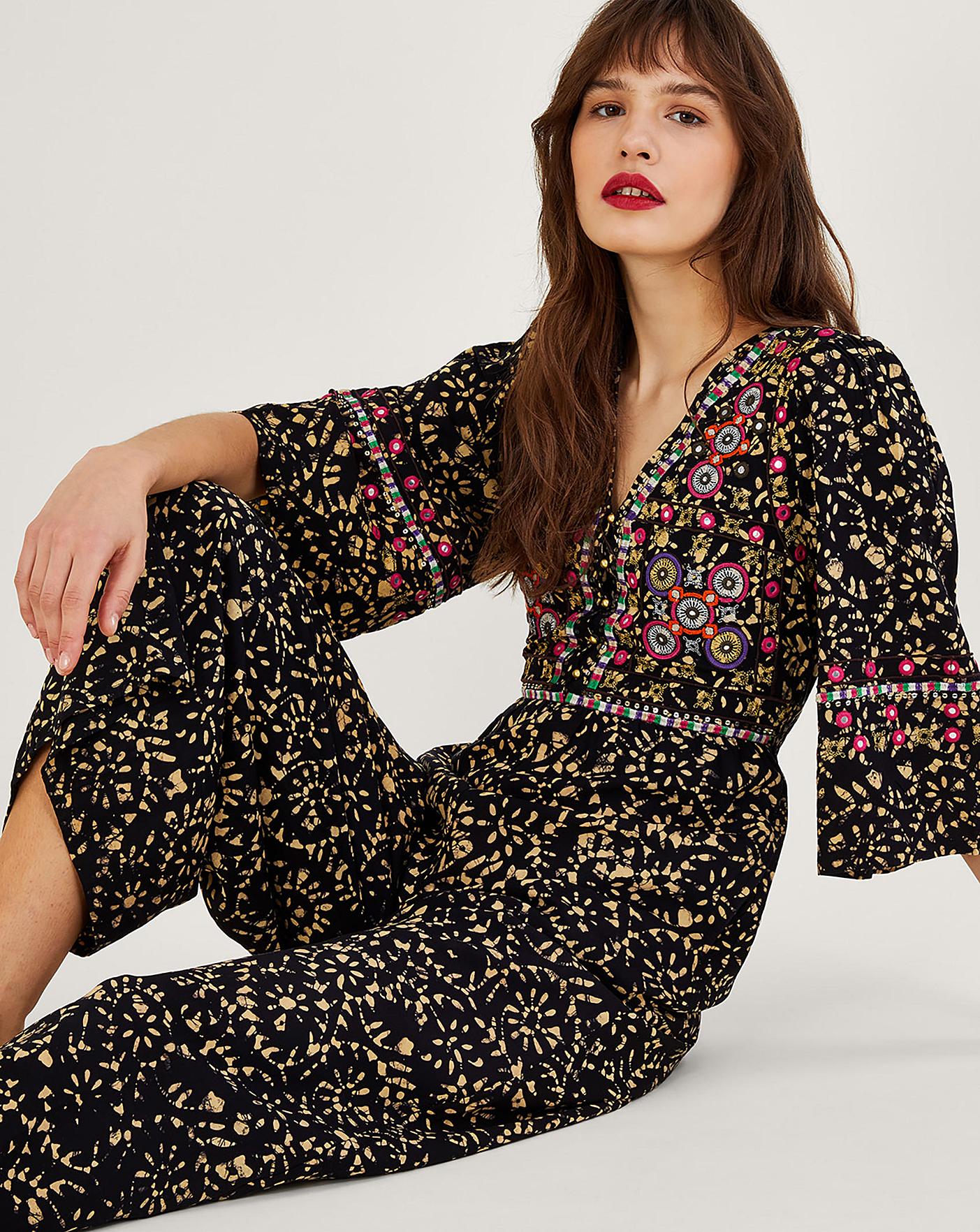 Monsoon Batik Embroidered Jumpsuit J D Williams 