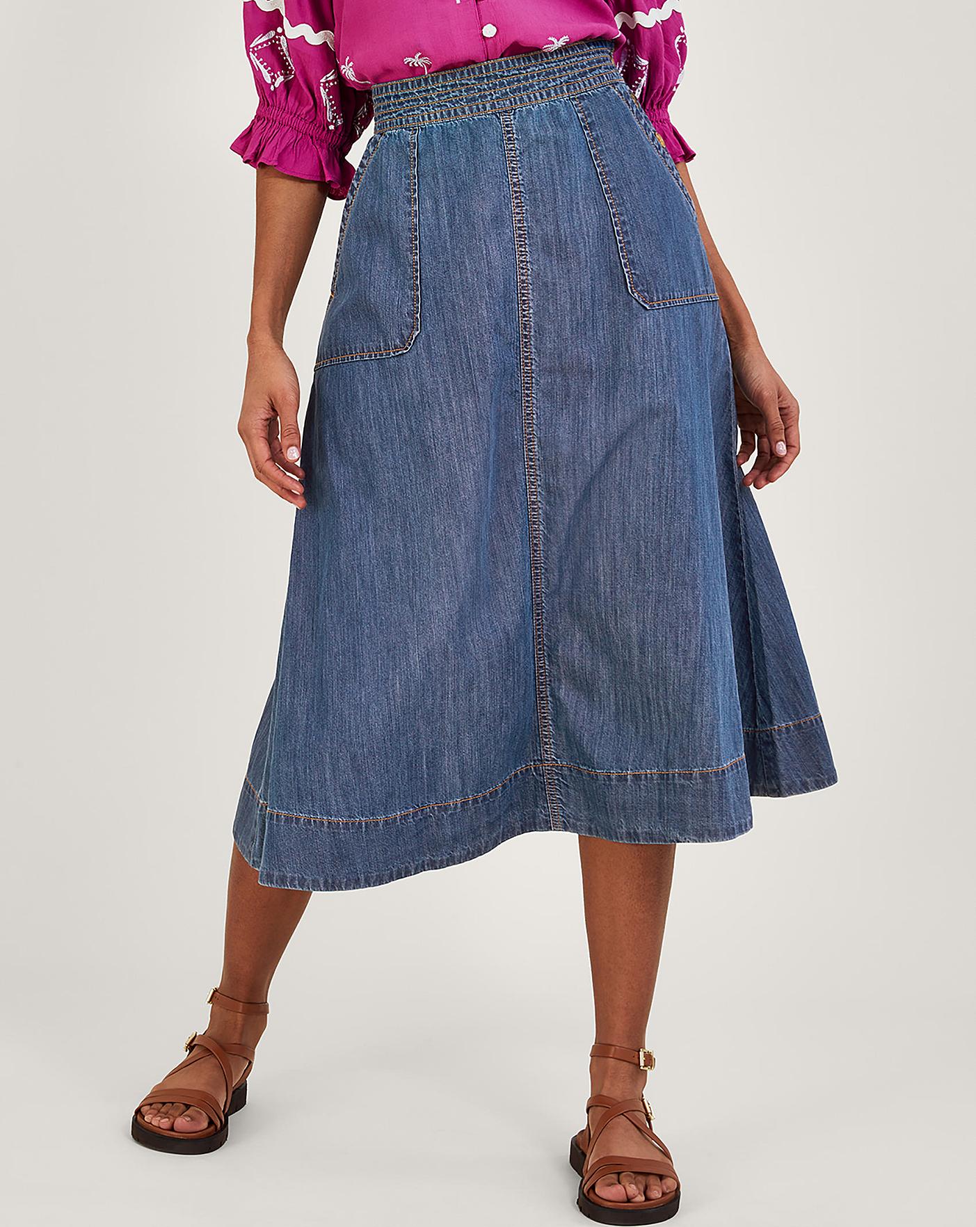 Midi denim clearance skirt buy