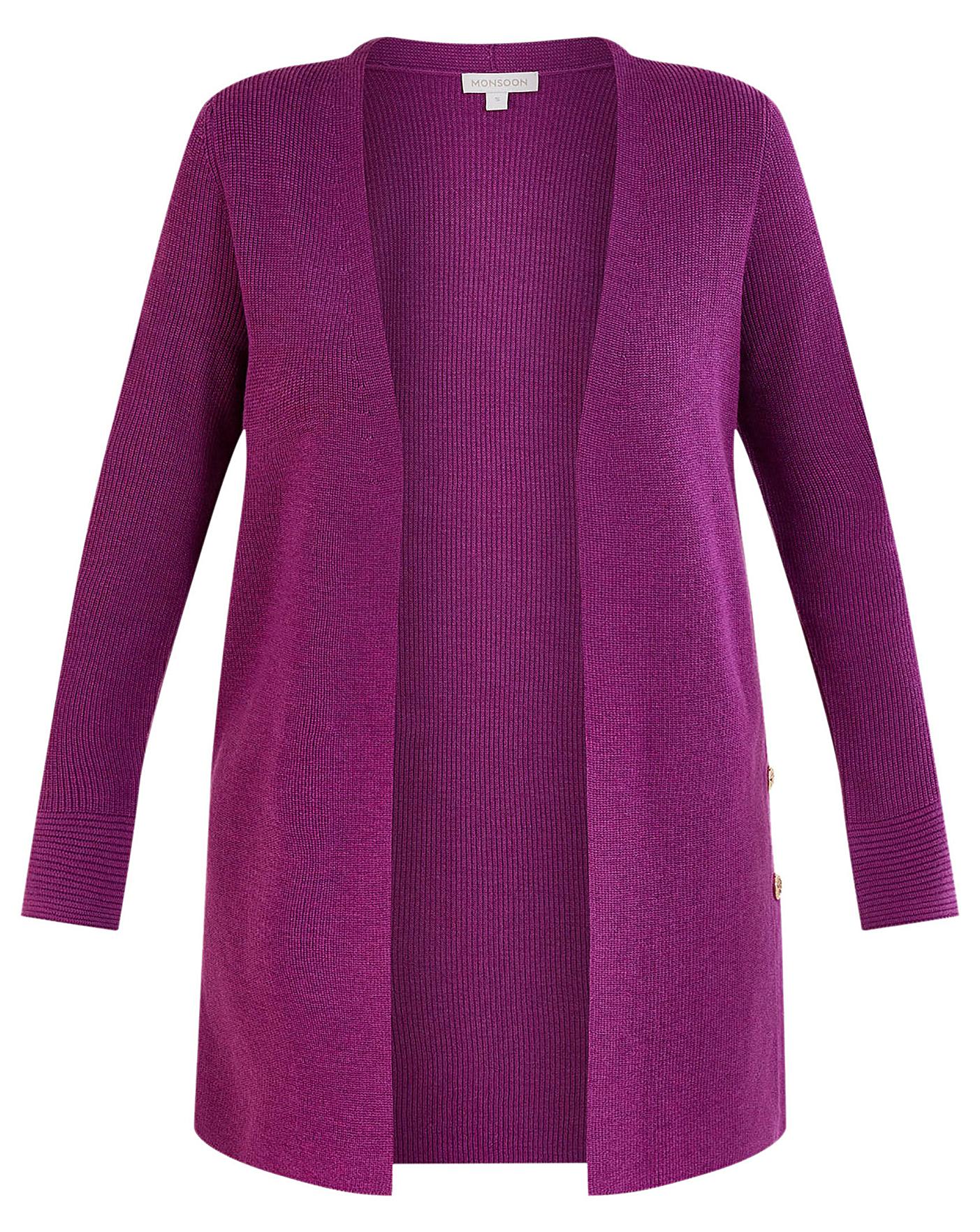 Monsoon Button Ribbed Longline Cardigan J D Williams