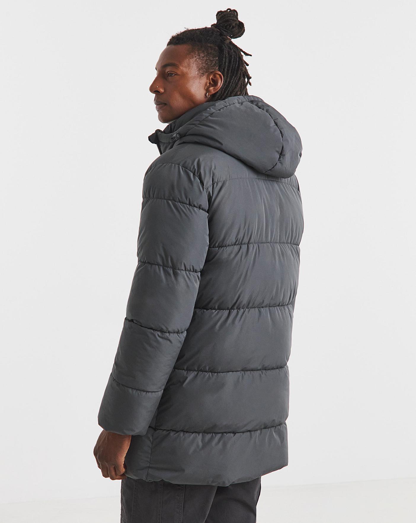 Grey Mid Length Puffer Jacket | Oxendales