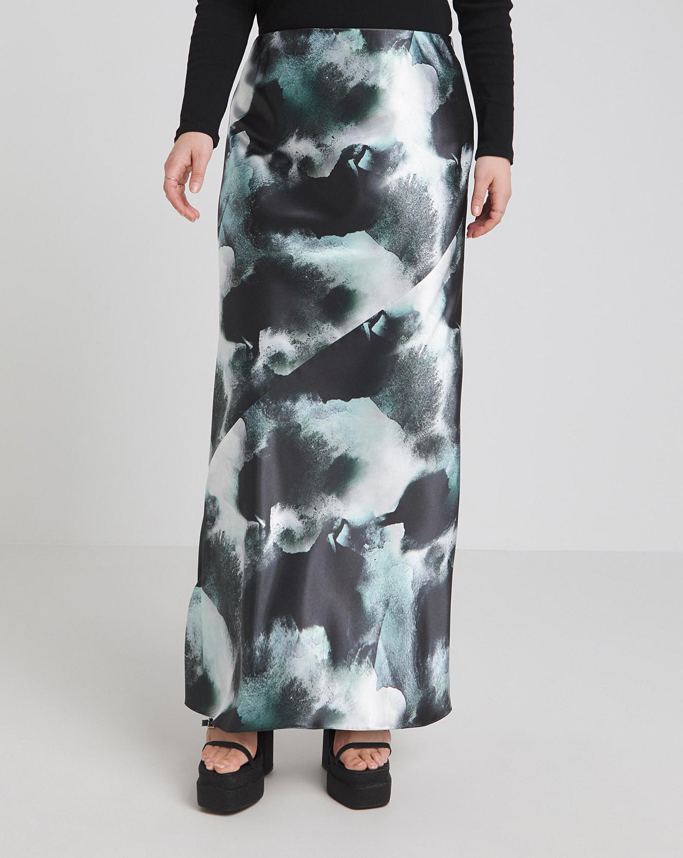 Stretch Satin Maxi Skirt