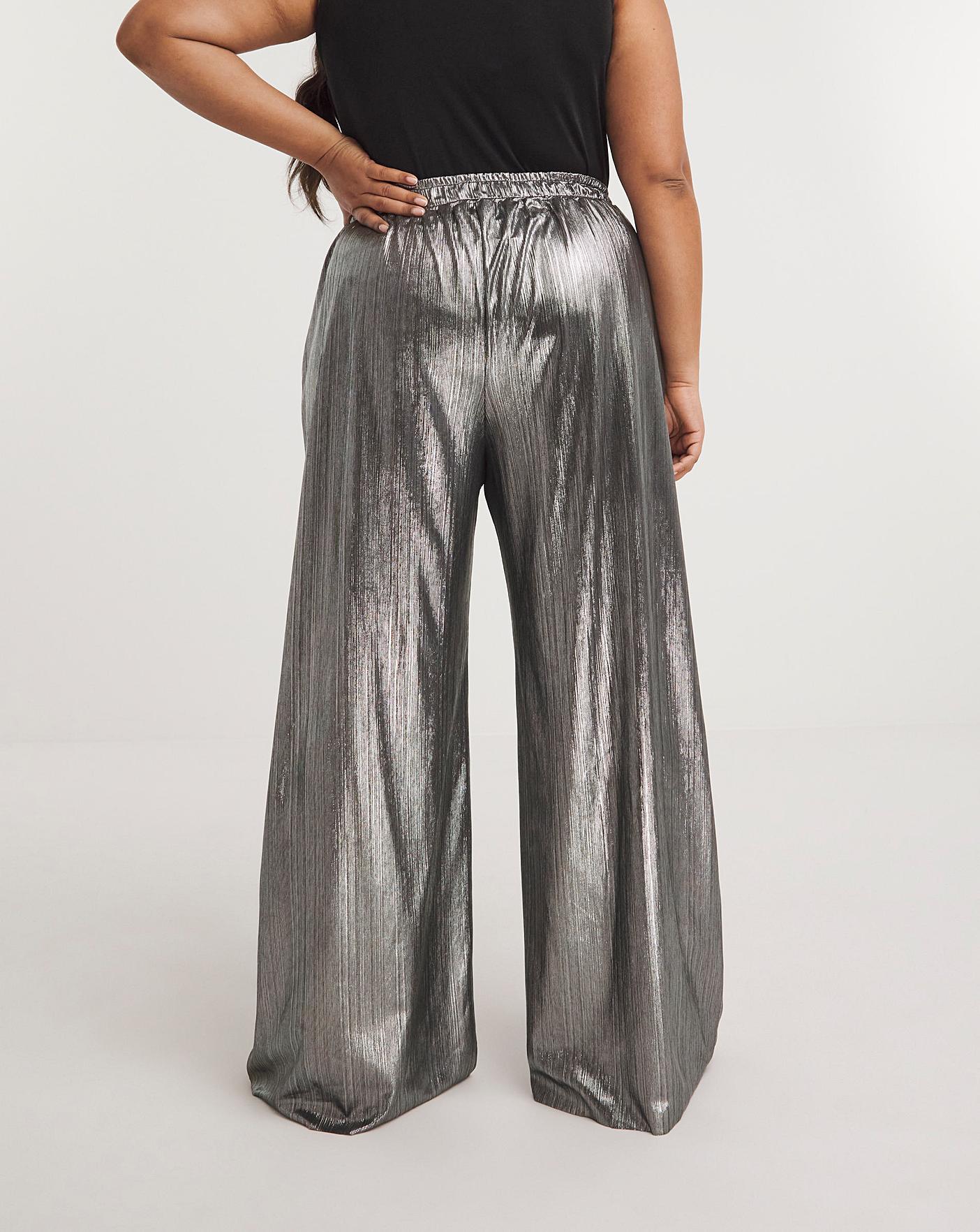 Metallic wide 2025 leg pants