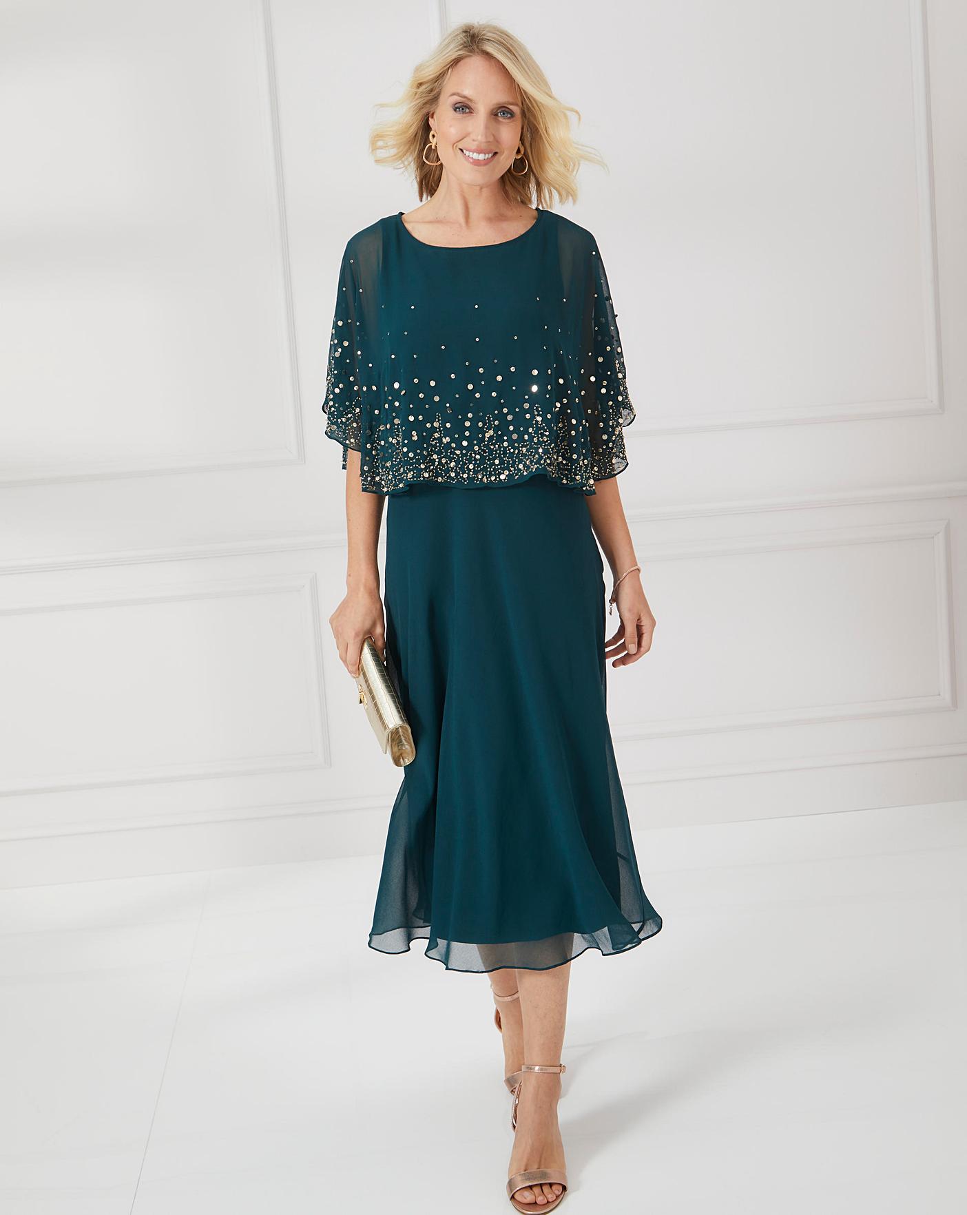 beaded midi dress with sleeves