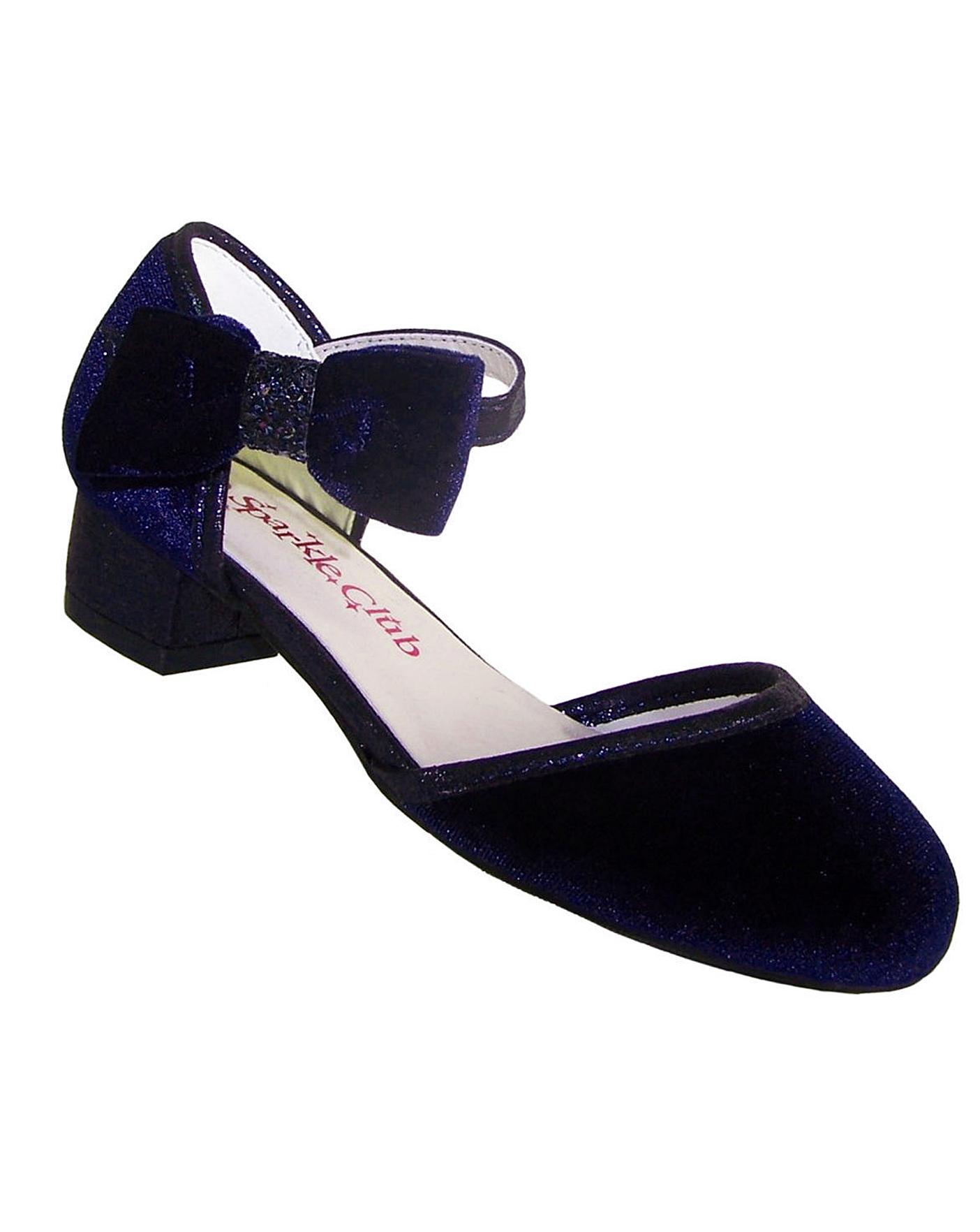 blue velvet court shoes