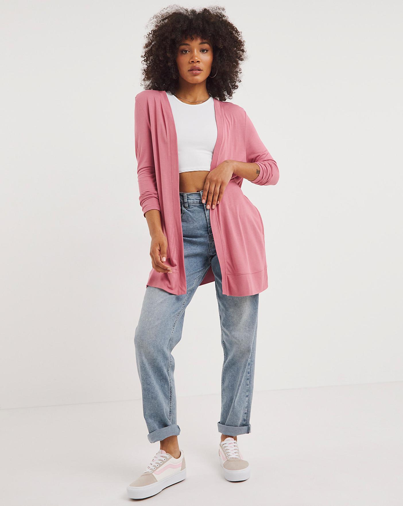 Long pink cheap cardigan