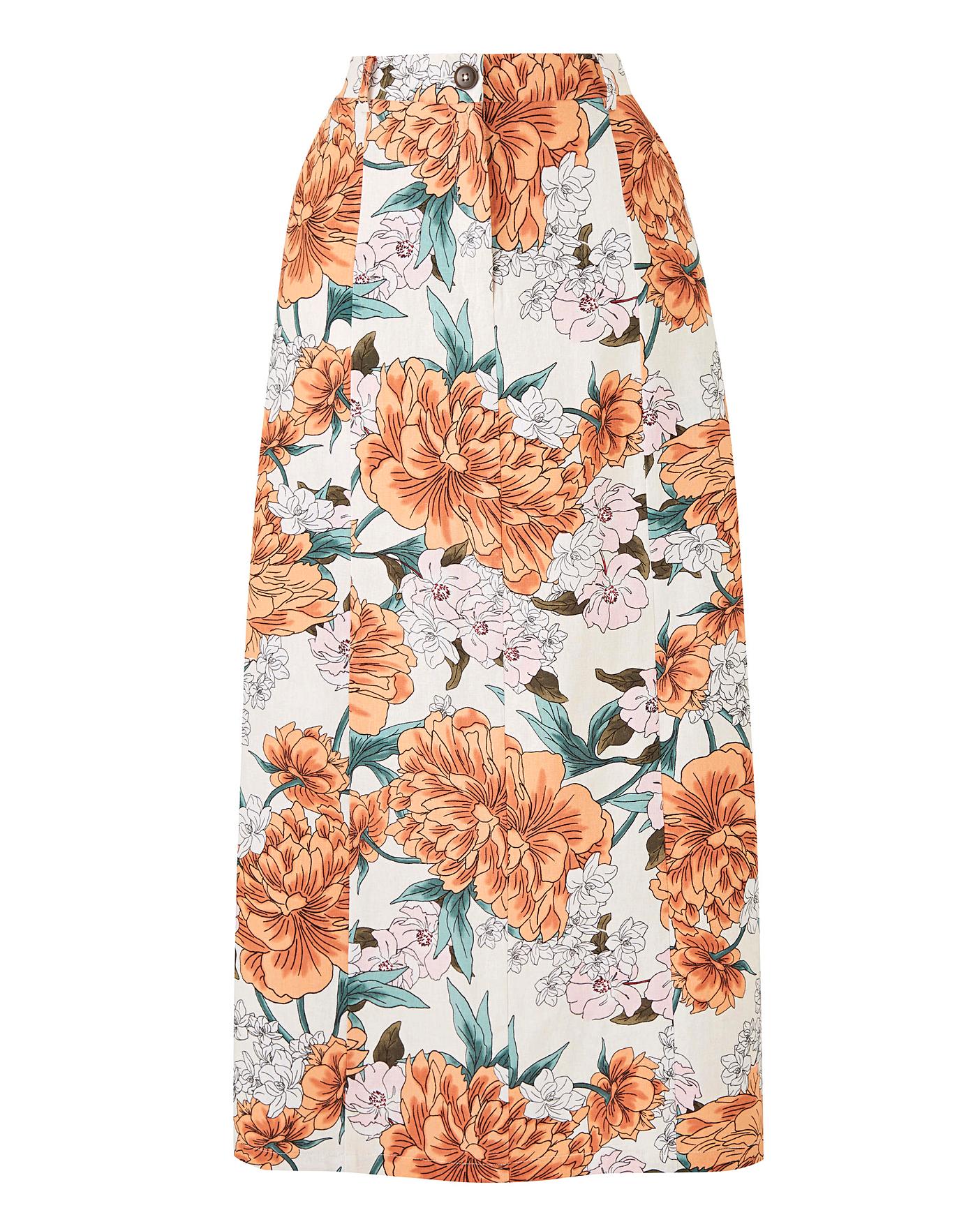 floral print maxi skirt with pockets