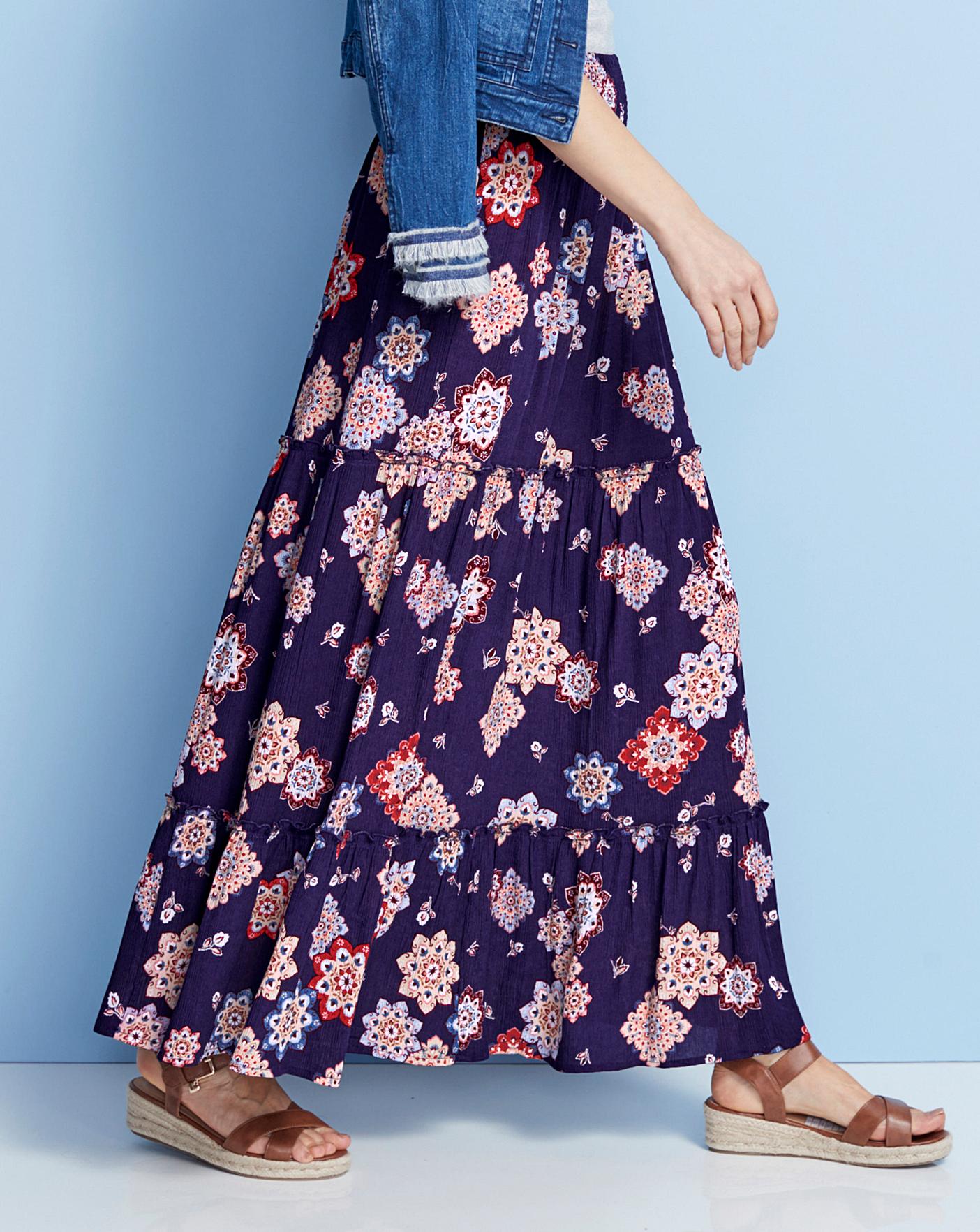 crinkle shirred waist maxi skirt