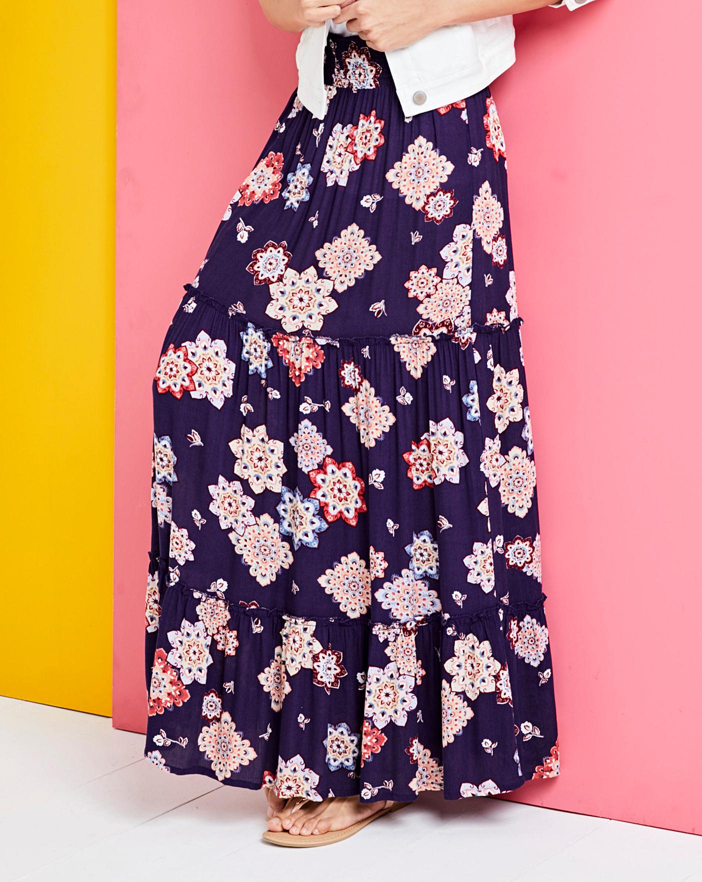crinkle shirred waist maxi skirt