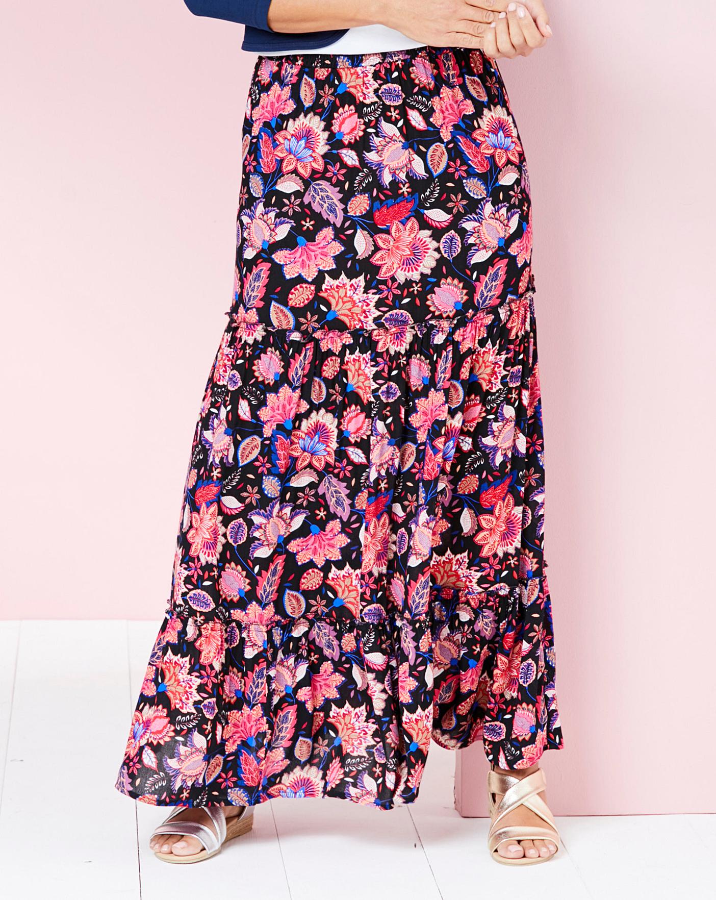 crinkle shirred waist maxi skirt