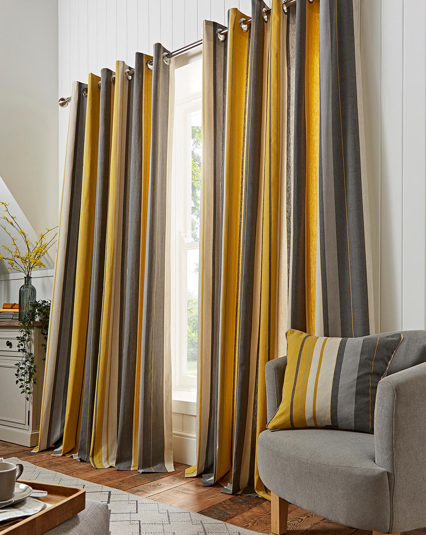 Fusion Whitworth Stripe Eyelet Curtains Fashion World