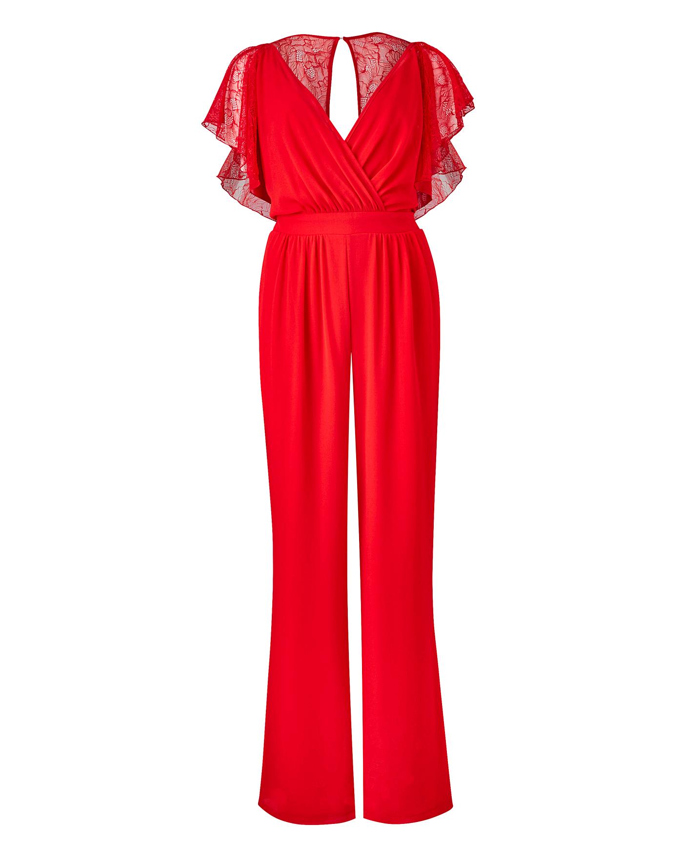 ref whr36 Little Mistress lace cape jumpsuit uk size 24 red 
