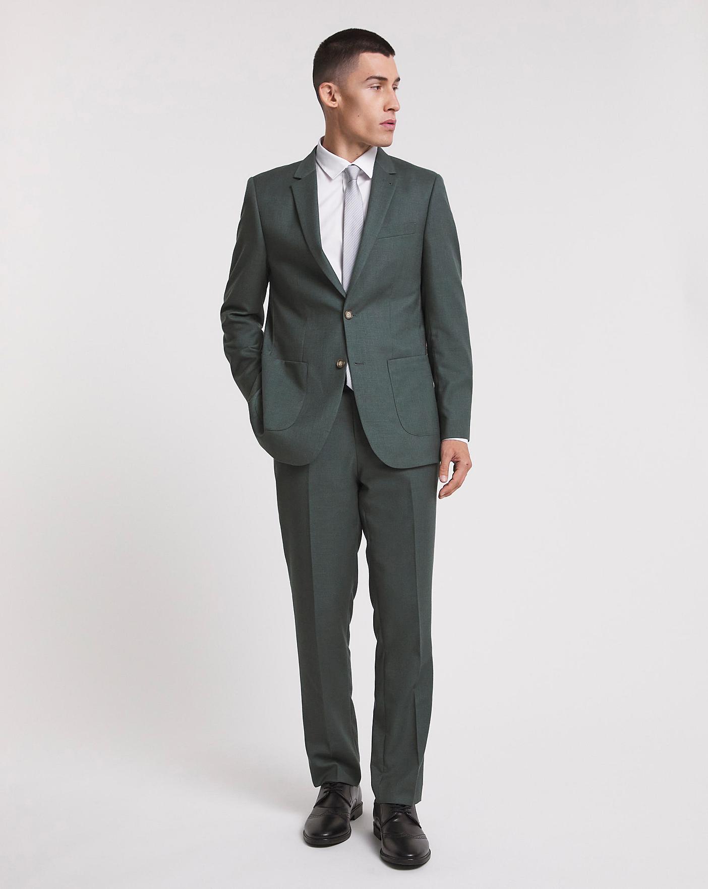 Topman skinny suit trousers in dark green | ASOS