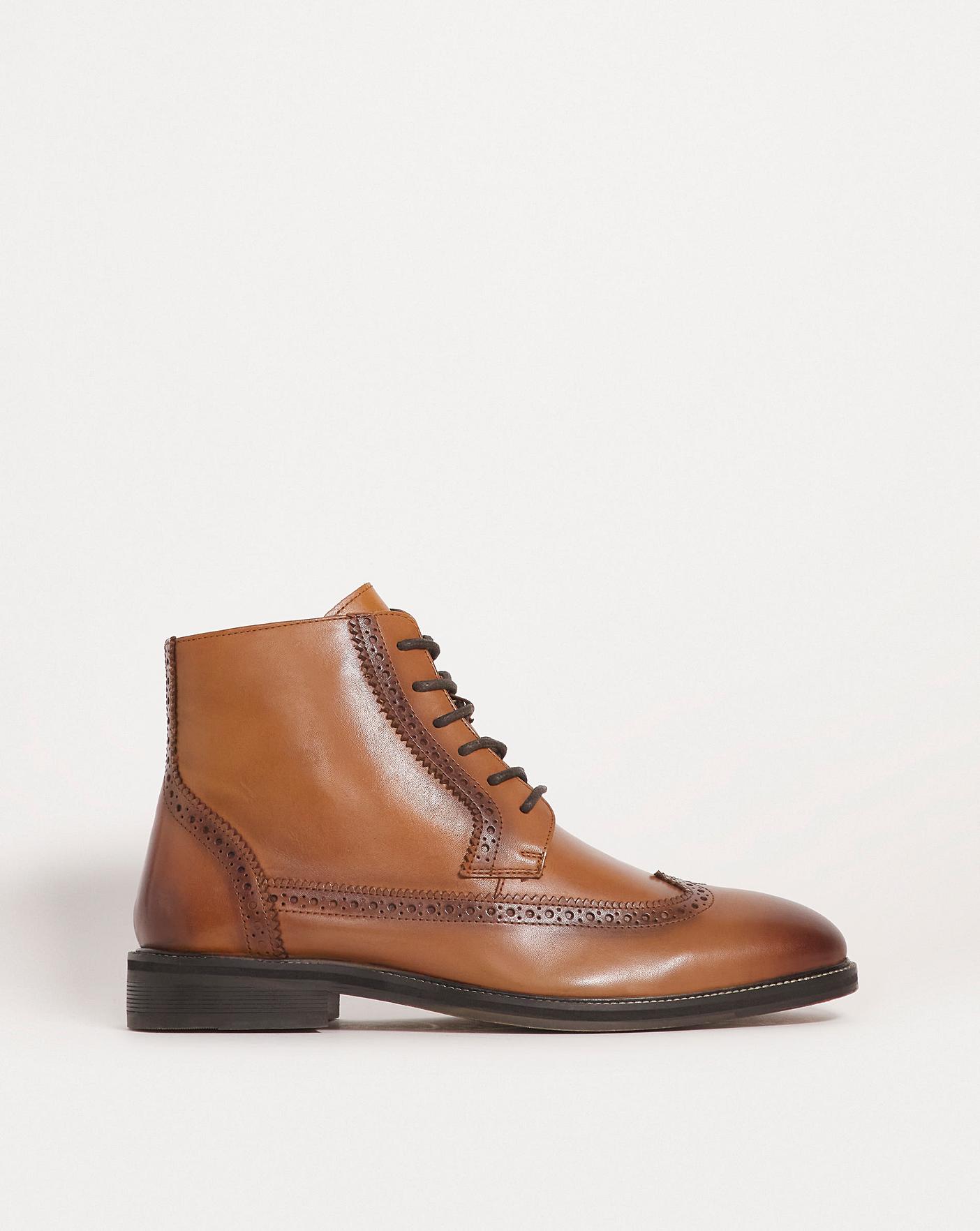 Premium Leather Brogue Smart Boot EW