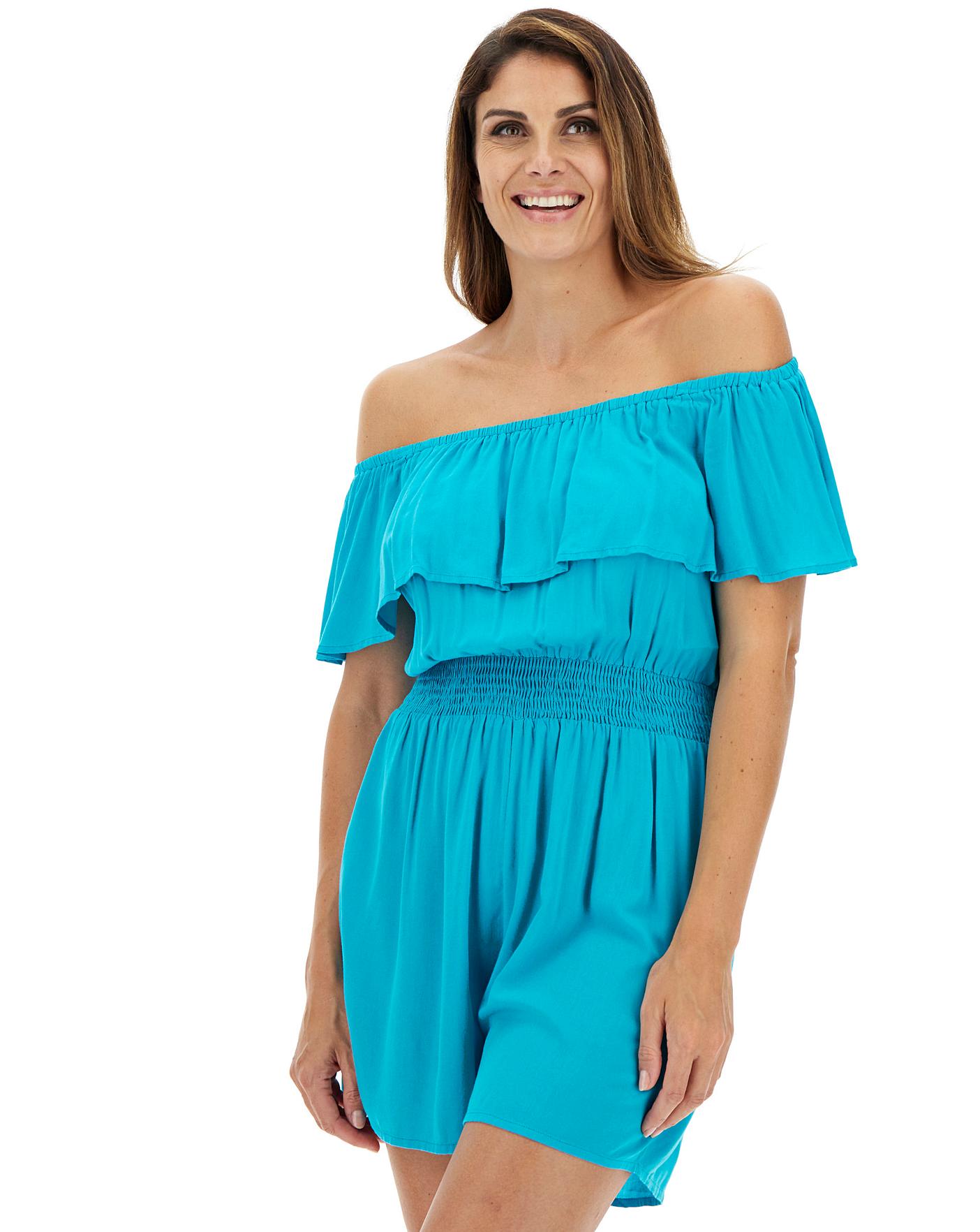 bardot frill playsuit