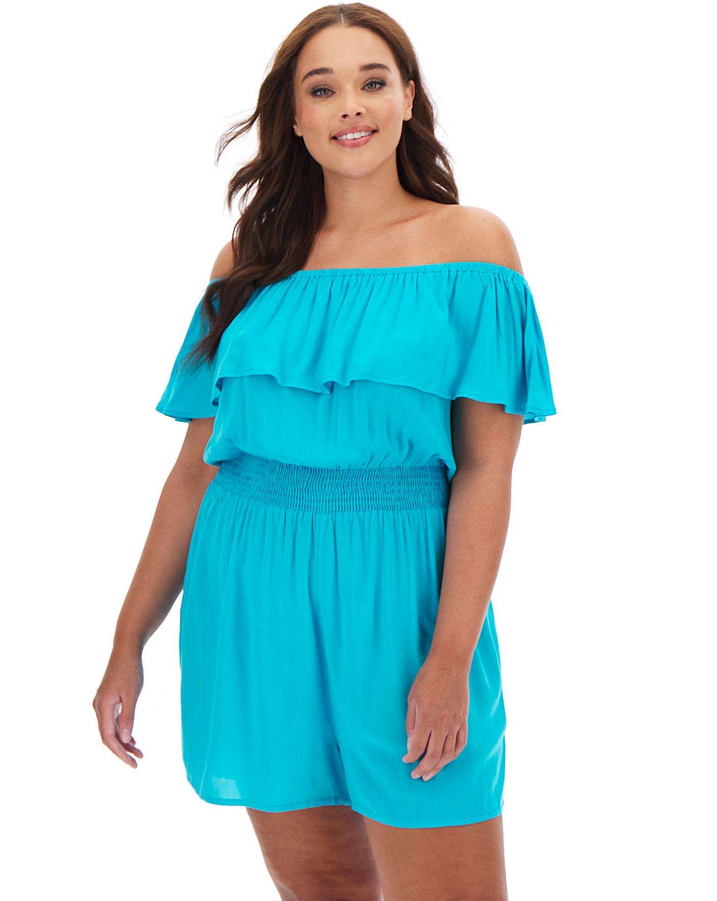 bardot frill playsuit