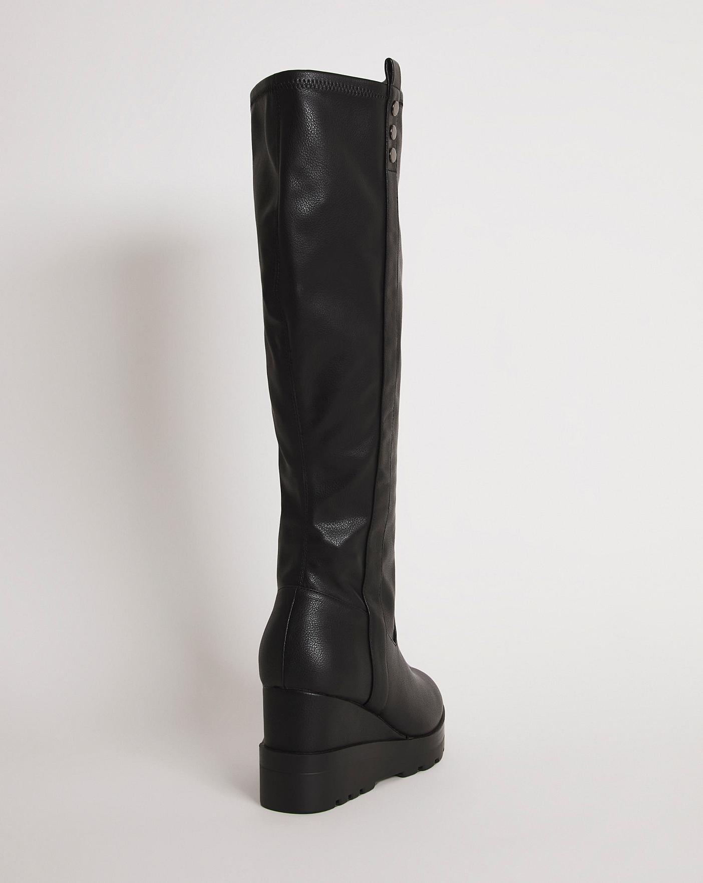 Stretch Wedge Knee Boots Wide SC | J D Williams