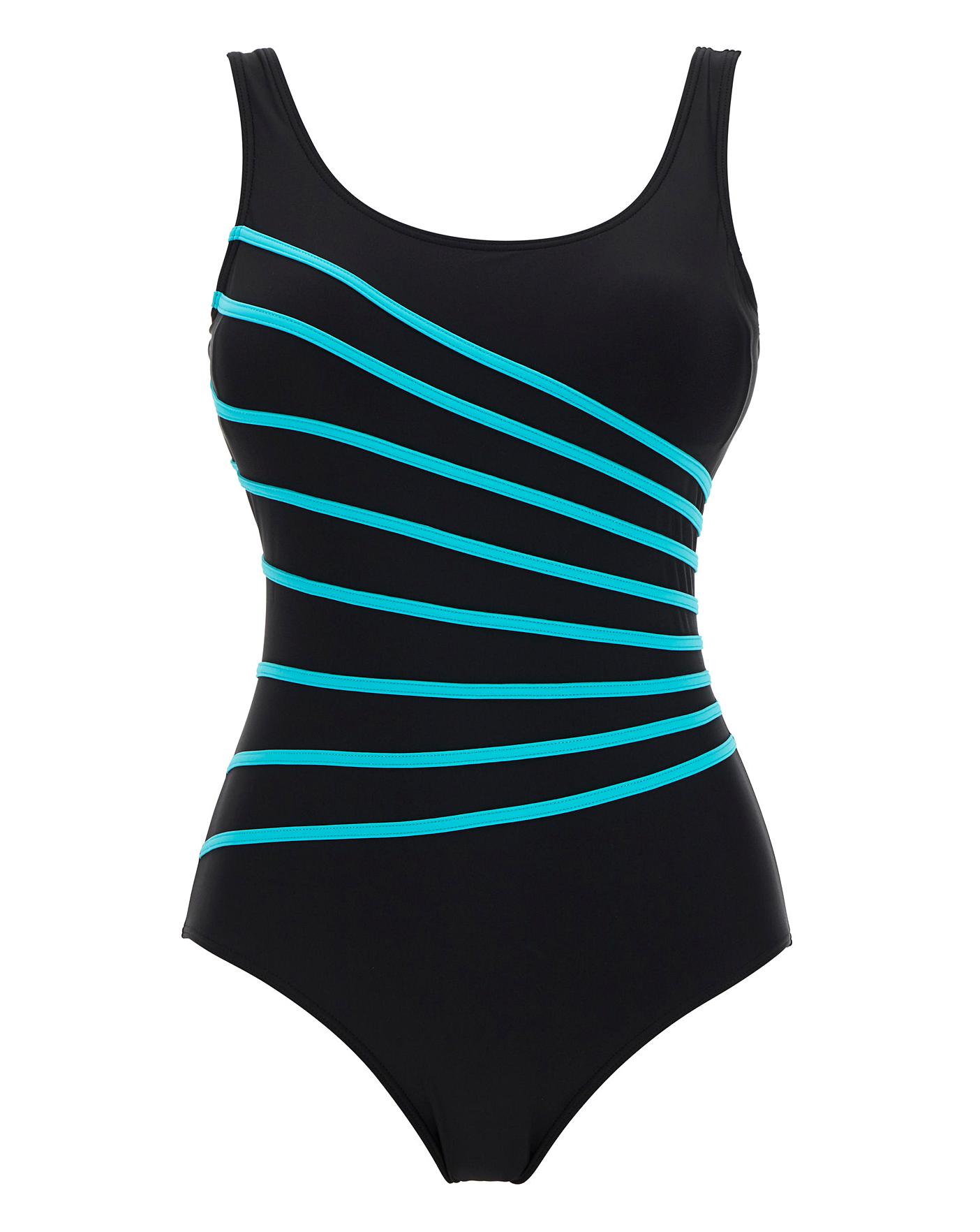 Sporty Piping Swimsuit | J D Williams