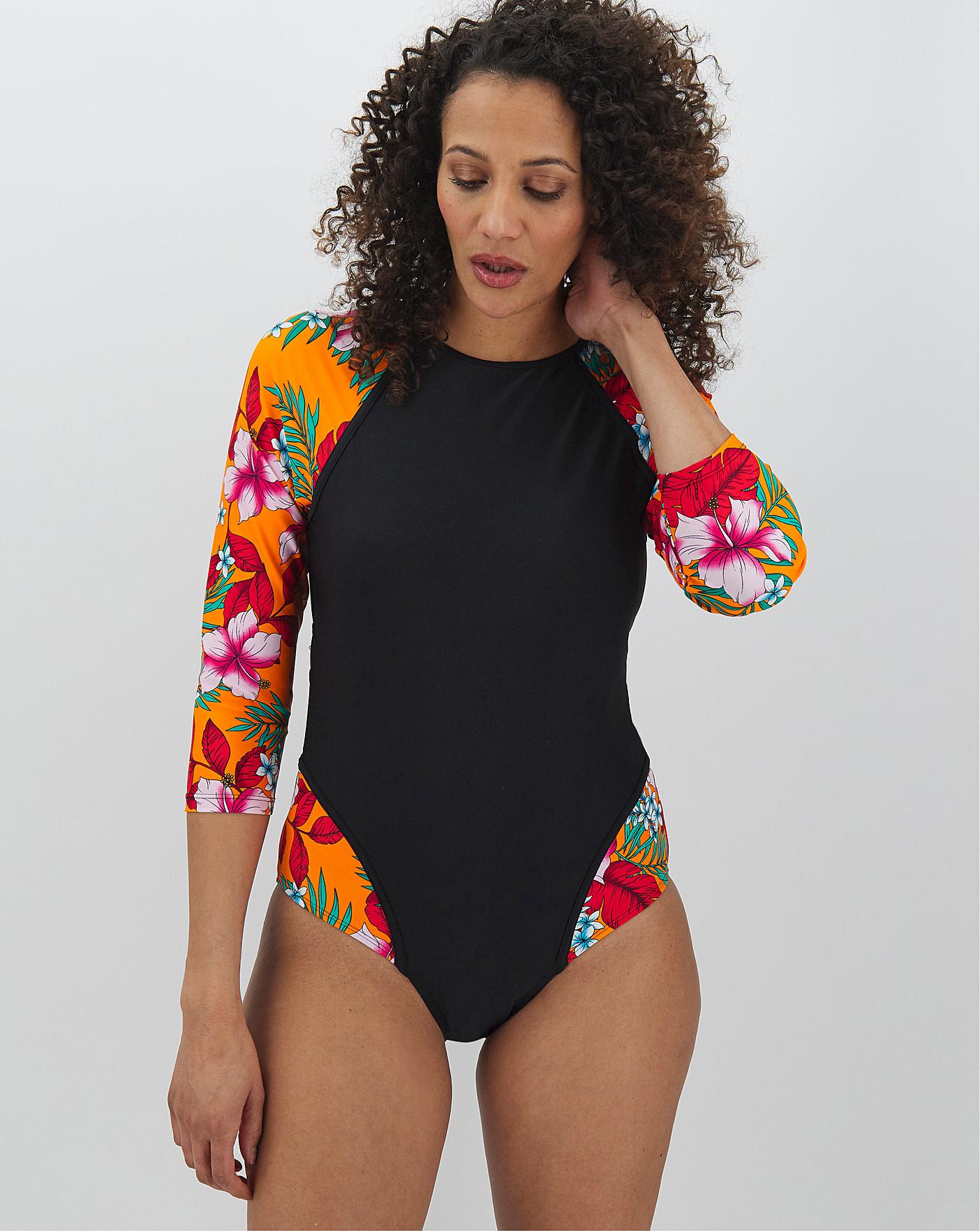 long sleeve open back swimsuit