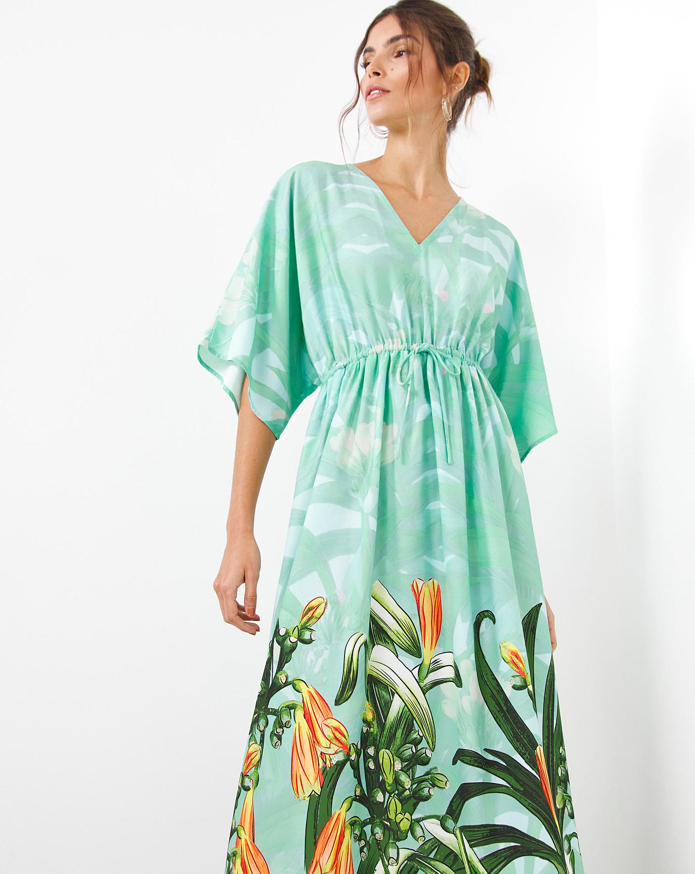 Raishma Tropical Boarder Print Dress | J D Williams