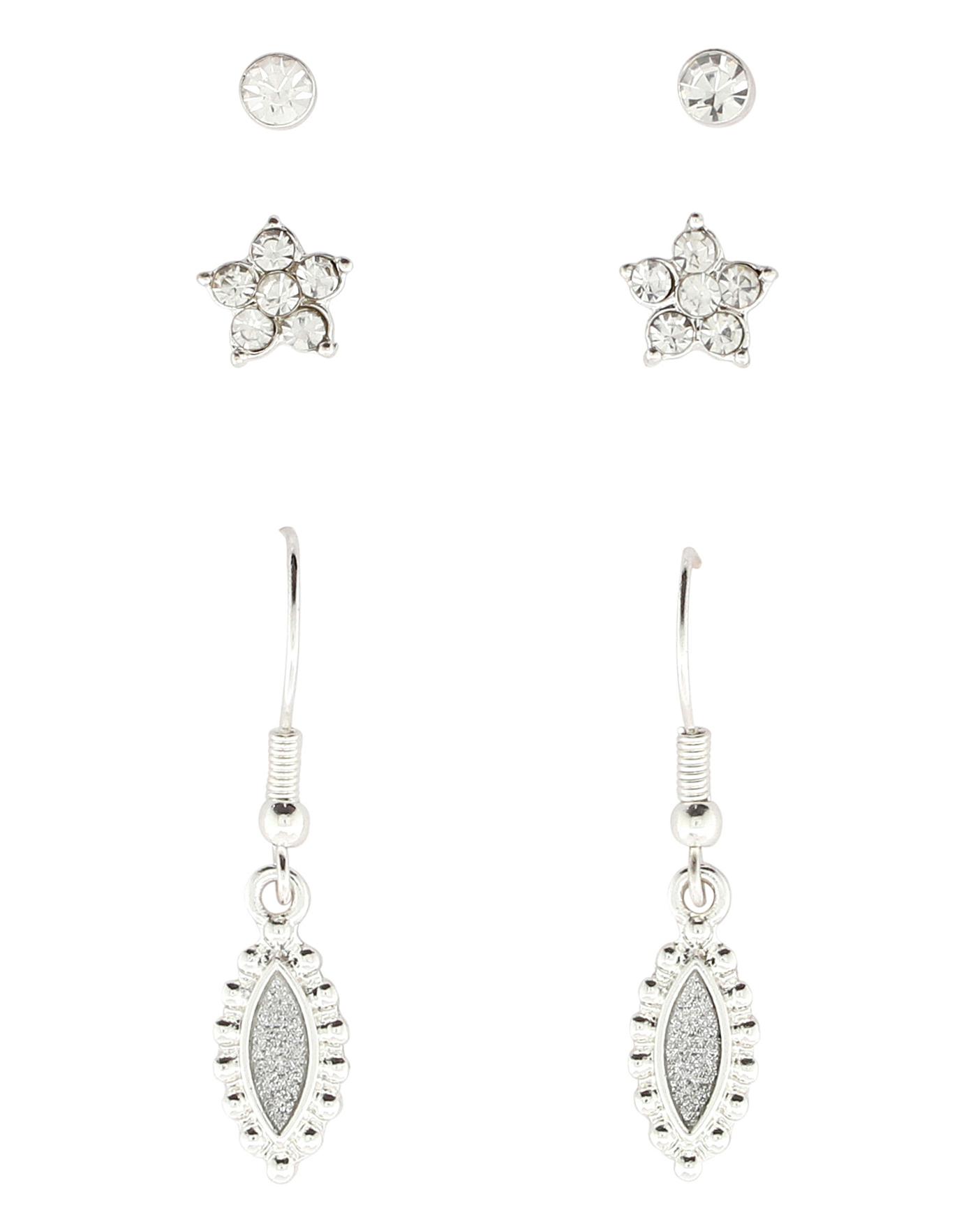 3 Pack Diamante And Stud Earring Set Oxendales