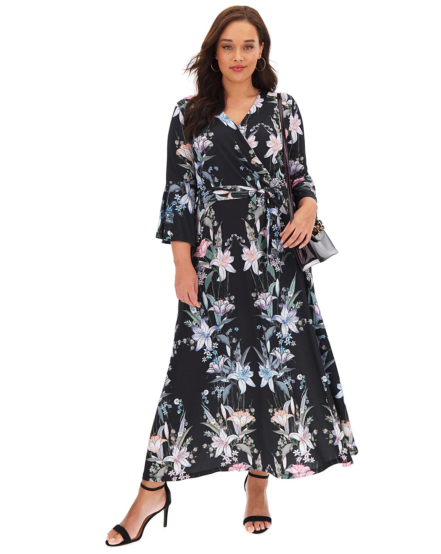 Joanna Hope Black Print Wrap Maxi Dress | Simply Be