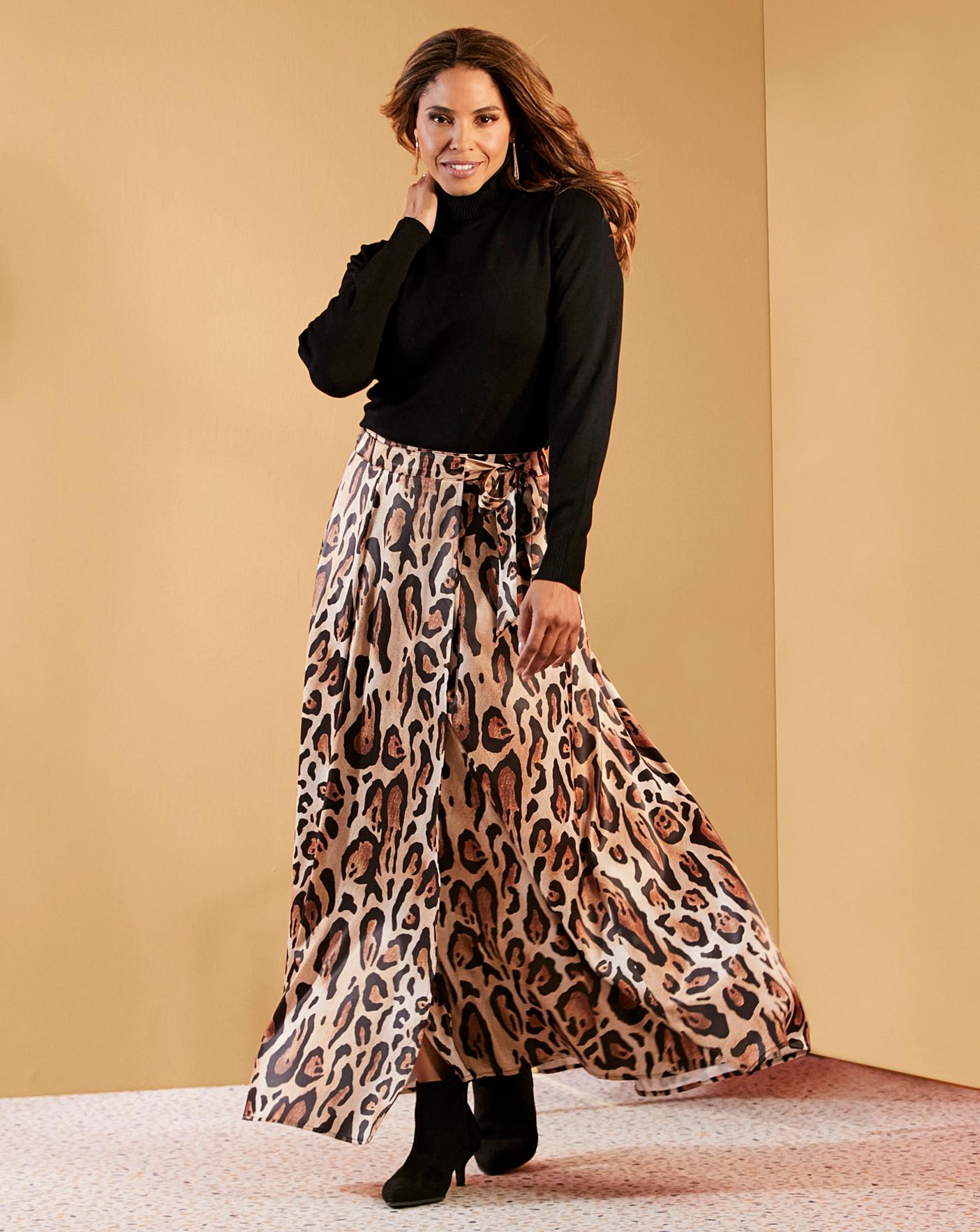 leopard print wrap maxi skirt