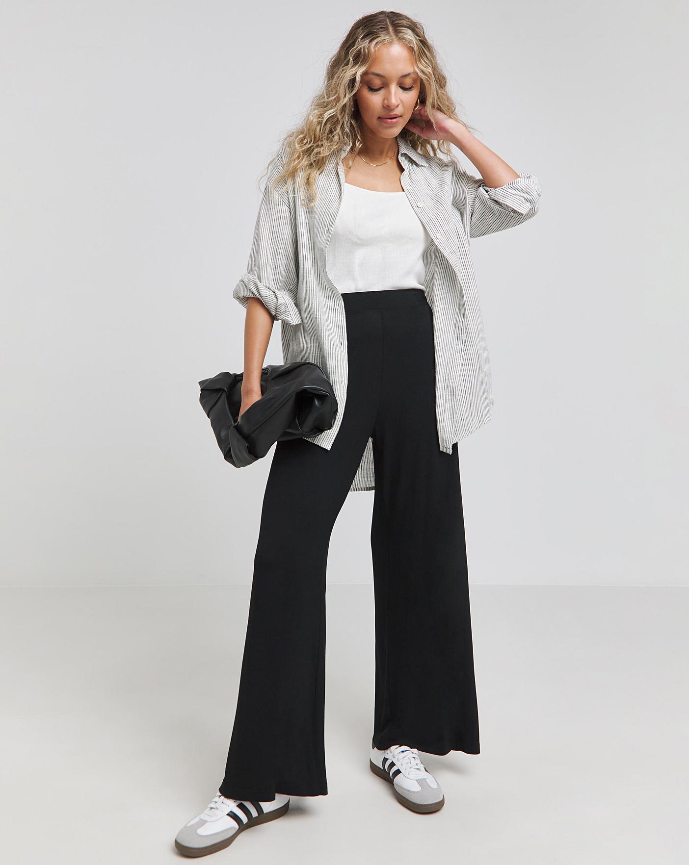 Black Jersey Wide Leg Trouser Fashion World