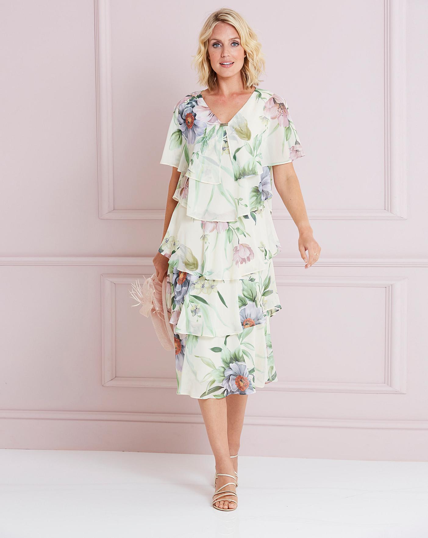 Nightingales Cream Print Tiered Dress | Marisota