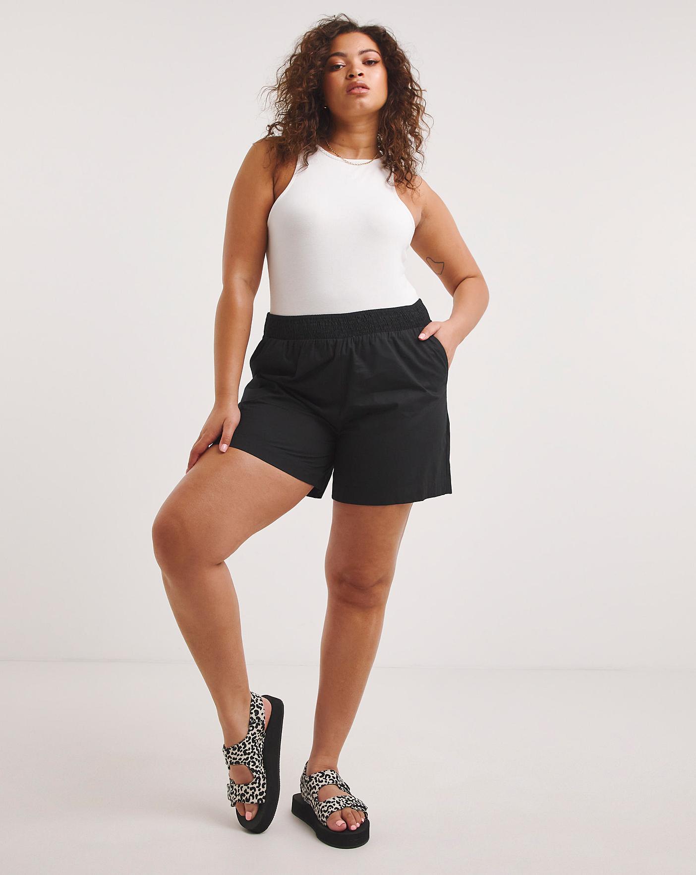 High waisted black hot sale cotton shorts