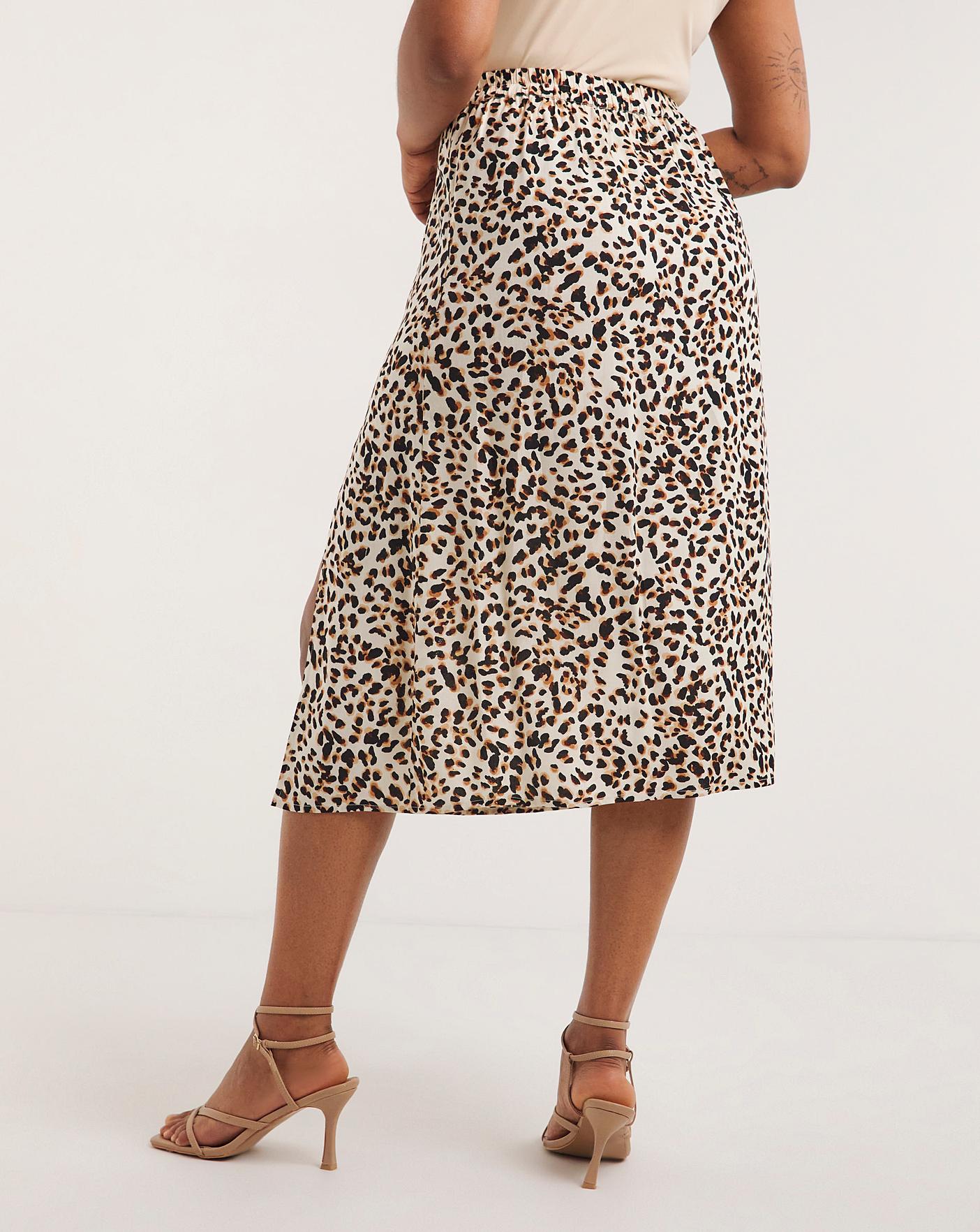 Leopard print outlet chiffon midi skirt