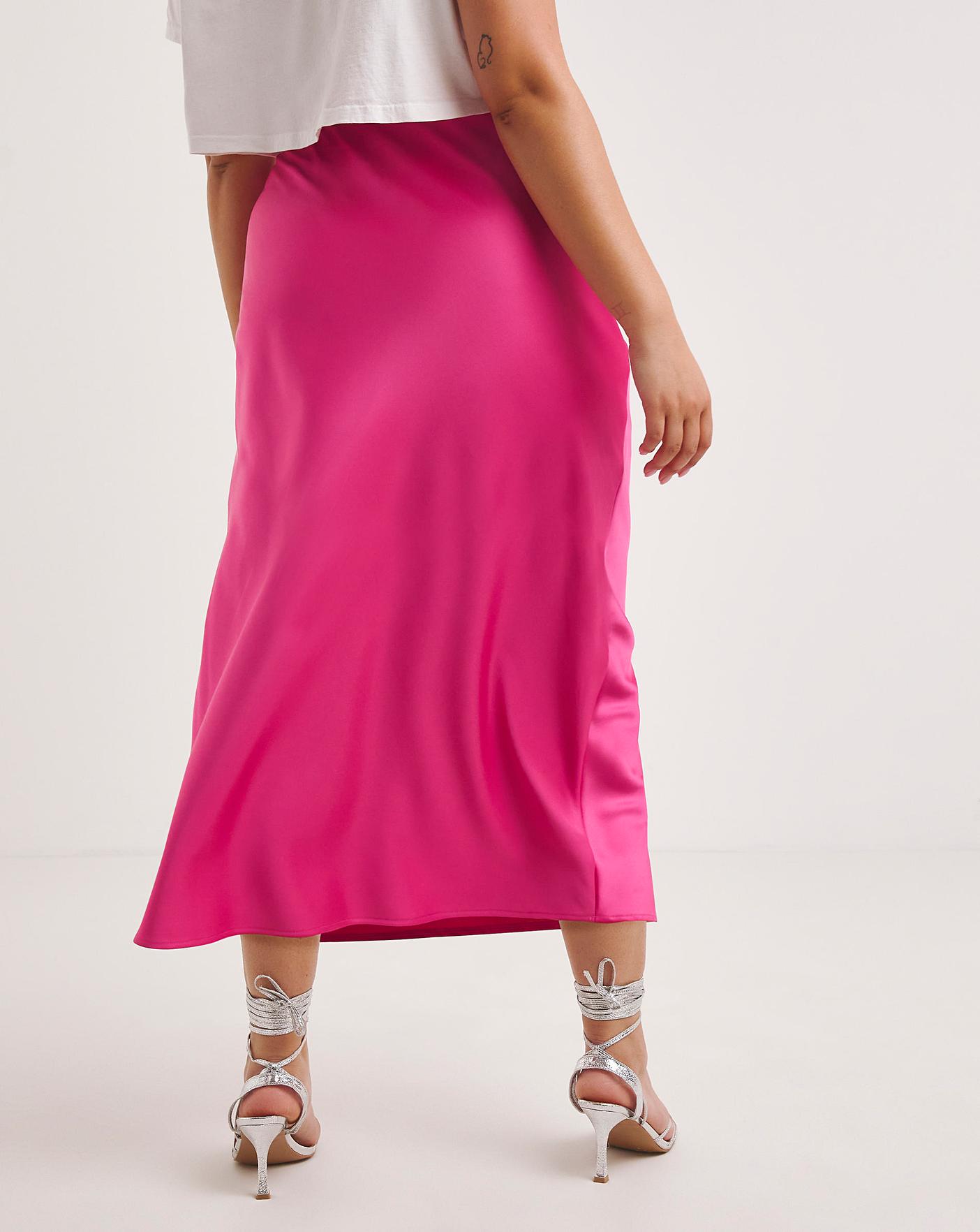 Mid length satin outlet skirts pink