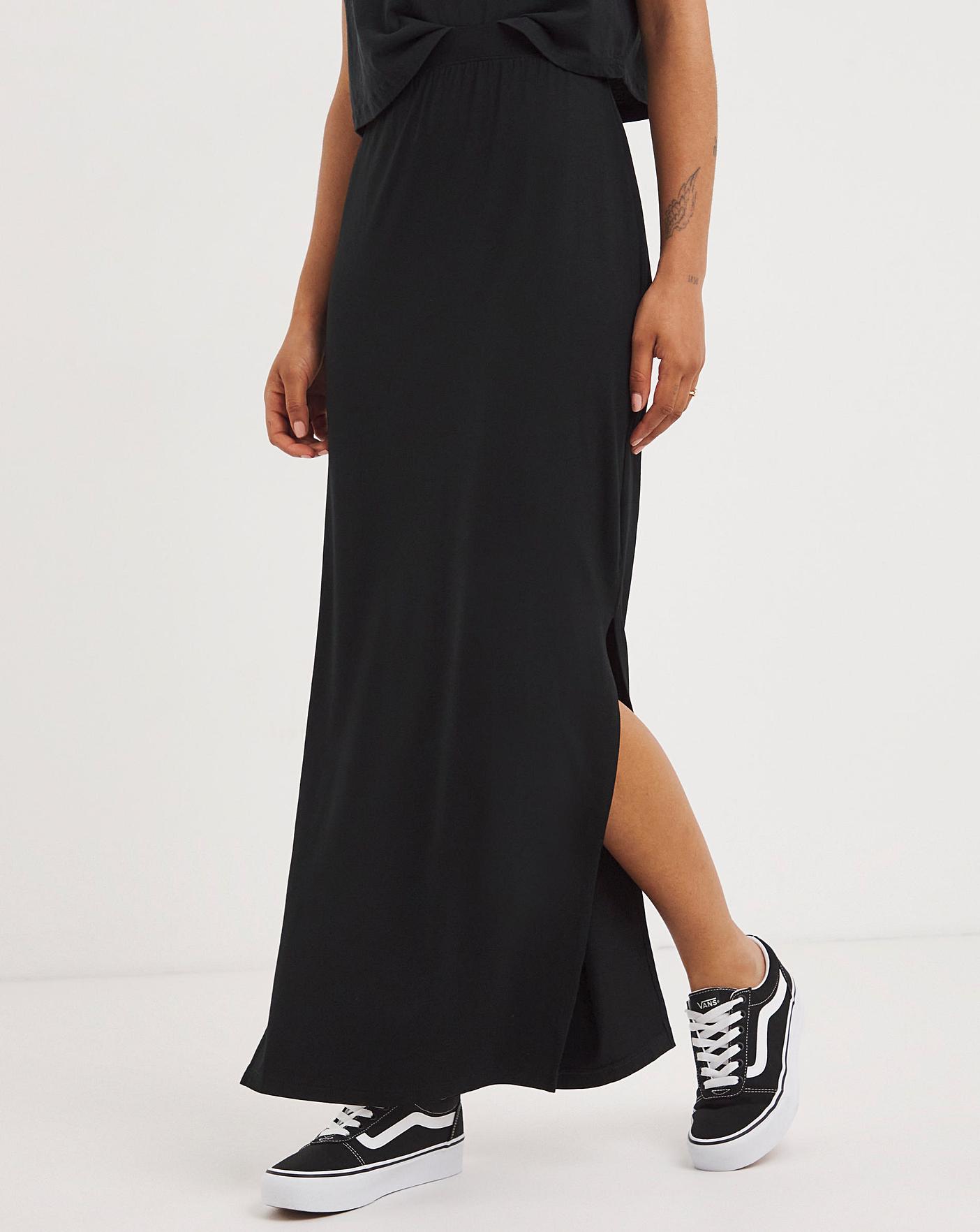 Long jersey skirt with side split hotsell