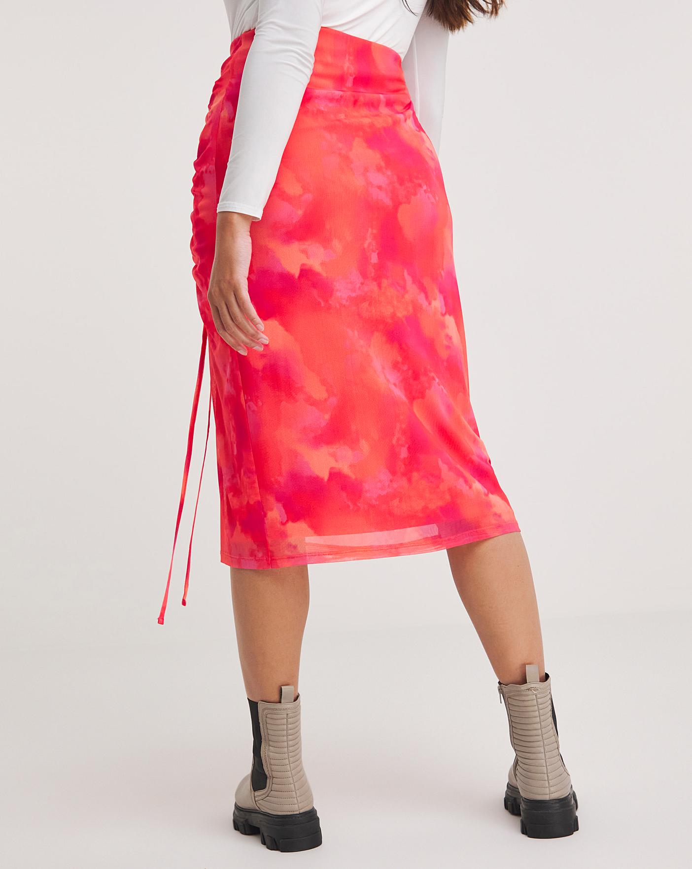 Pink tie dye midi skirt sale