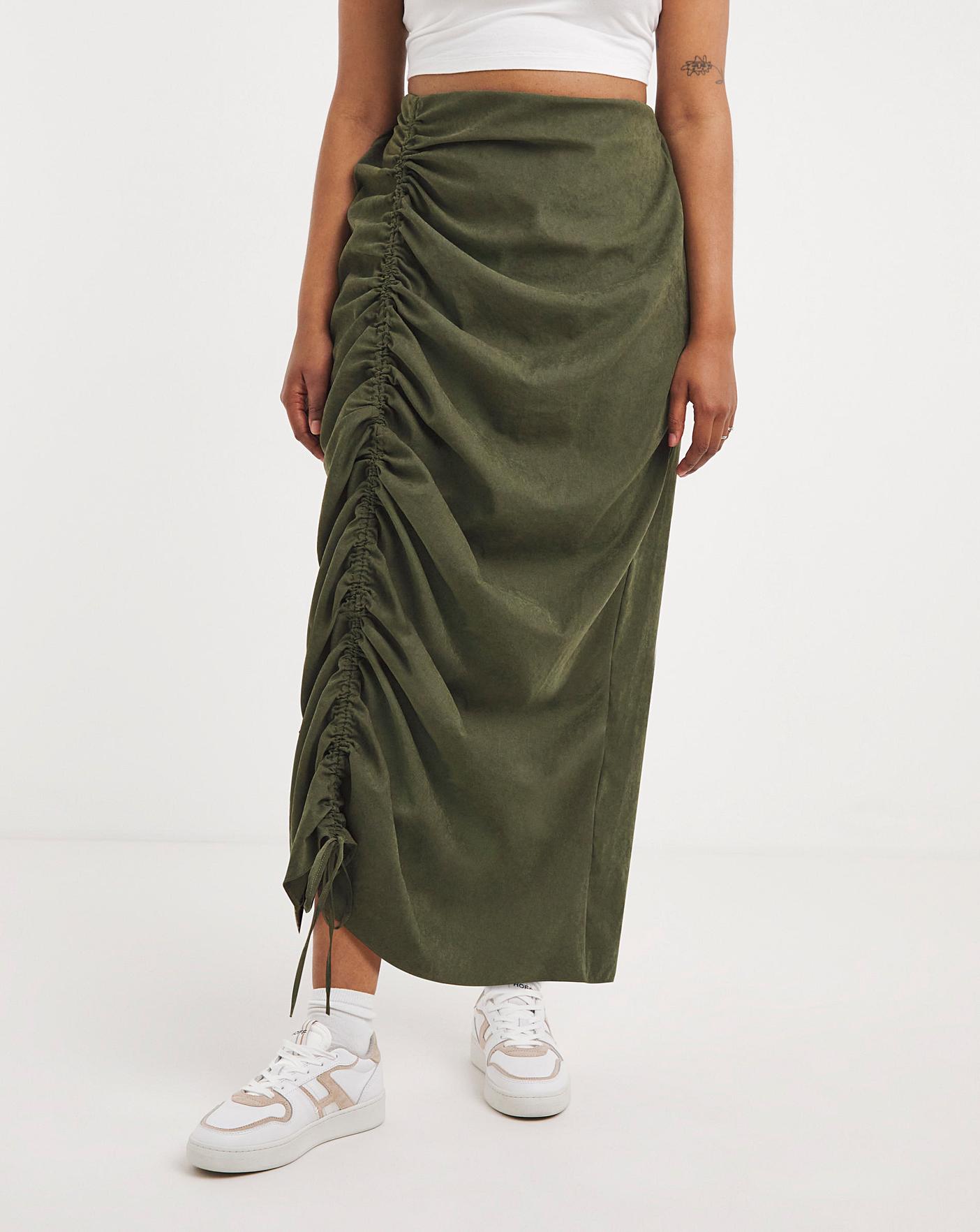 Maxi Cargo Skirt with Ruched Detailing | Crazy Clearance