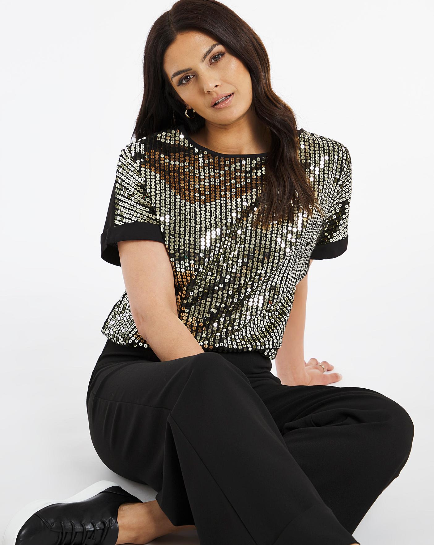 sequin boxy top