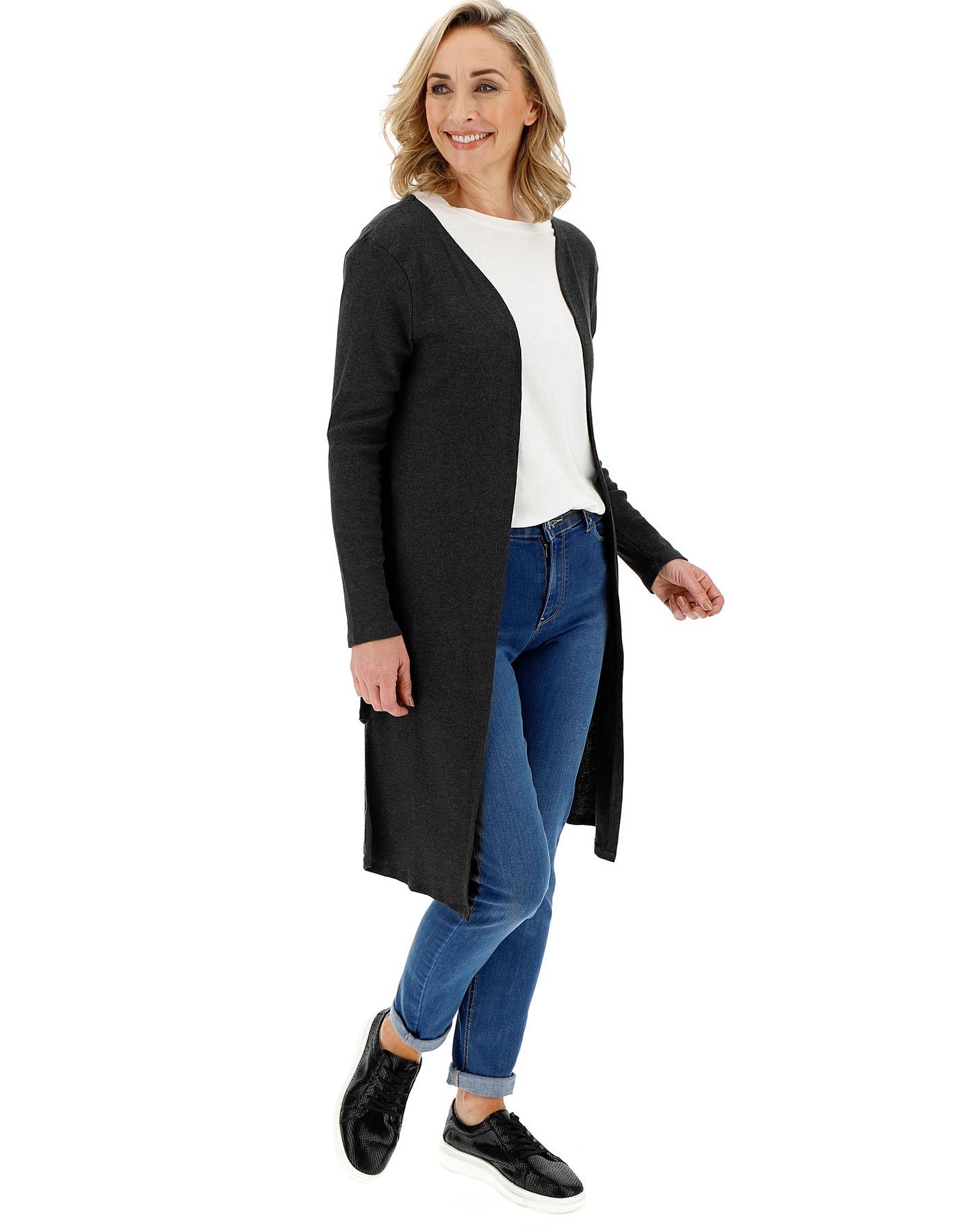 ribbed longline cardigan