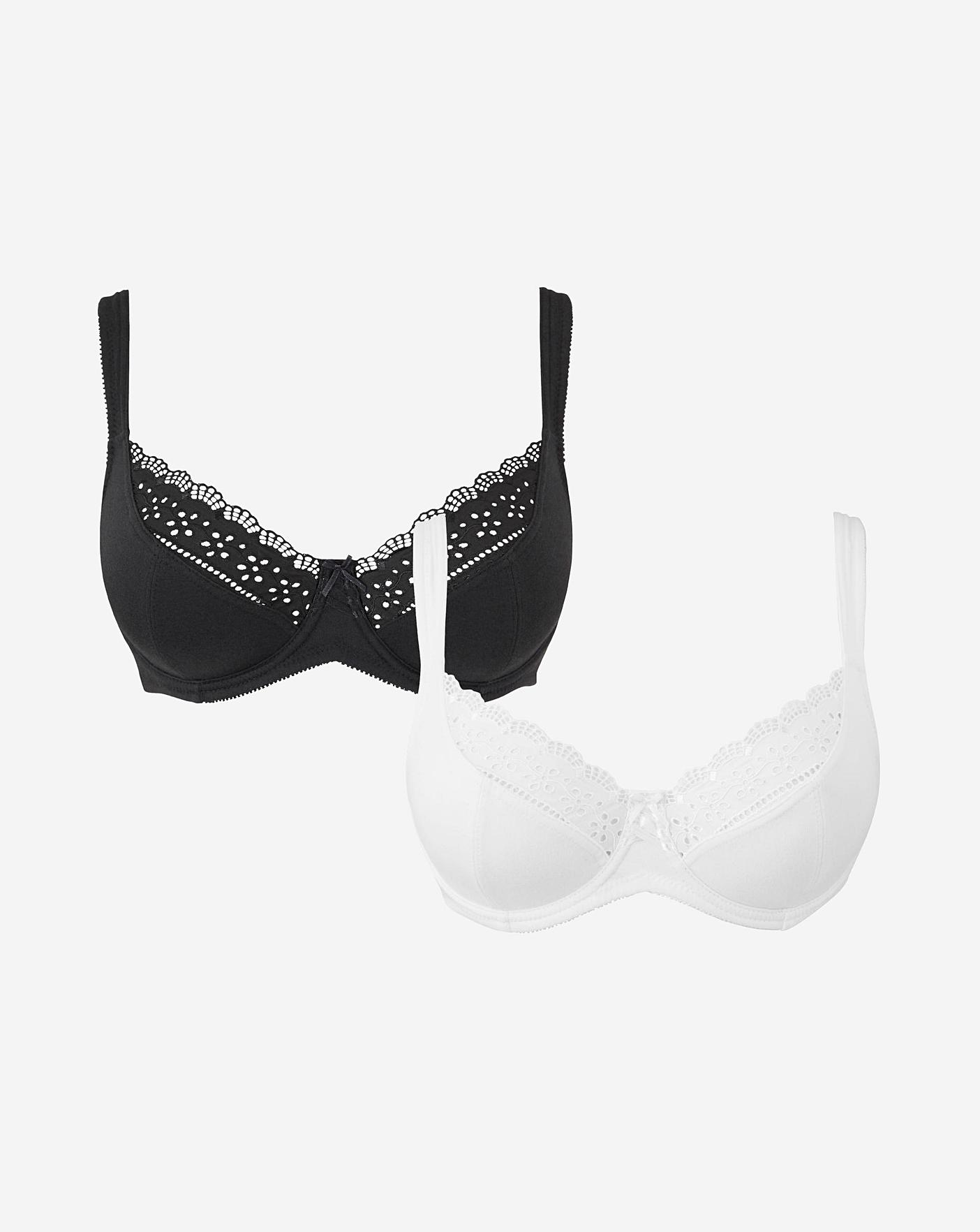 Black/White Non Pad Full Cup Bras 2 Pack